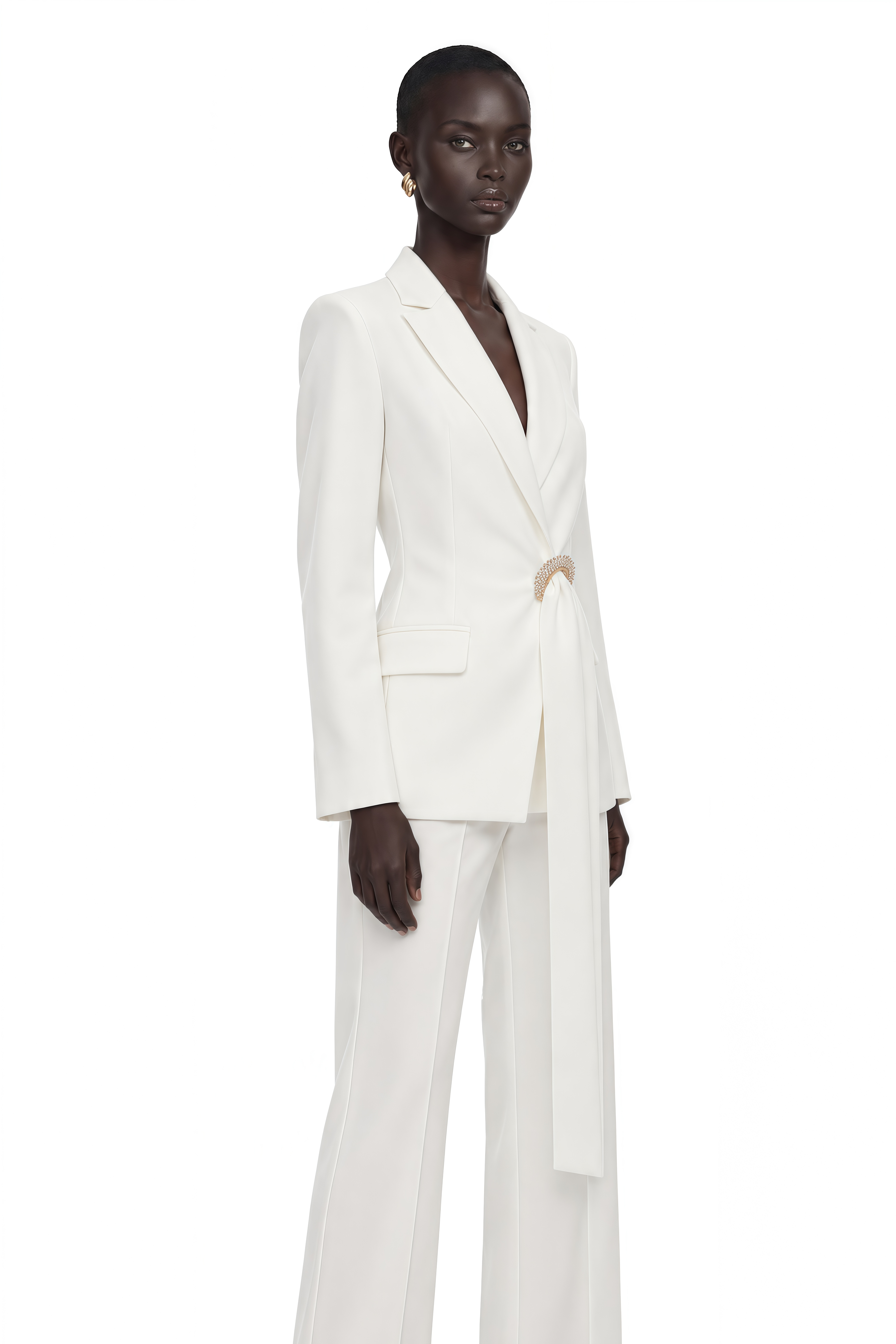 Roswitha White Belt Waist Blazer & Trouser Set