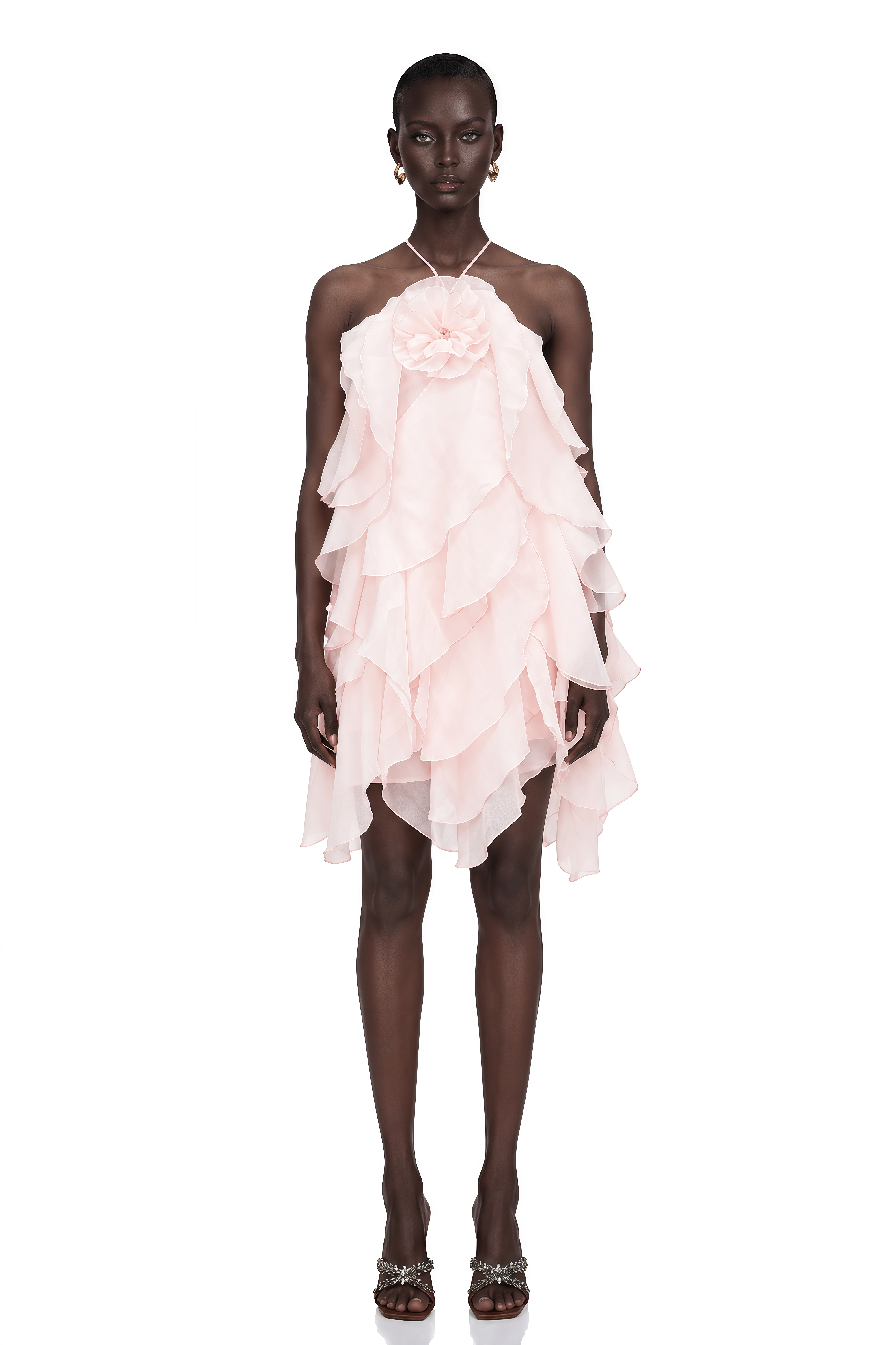 Lucie Pink Tiered Ruffled Mini Dress