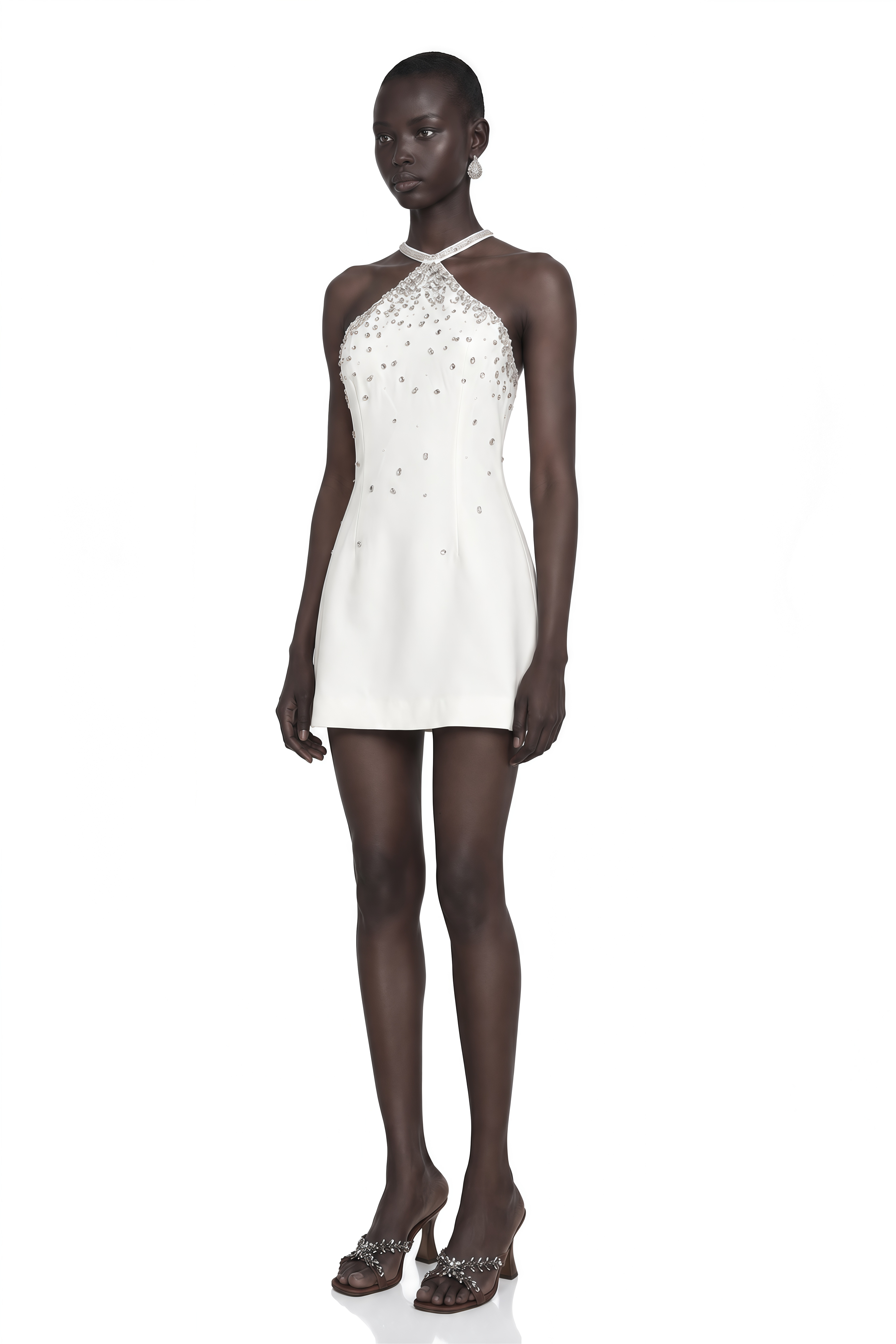 Xanthea White Embellished Mini Dress