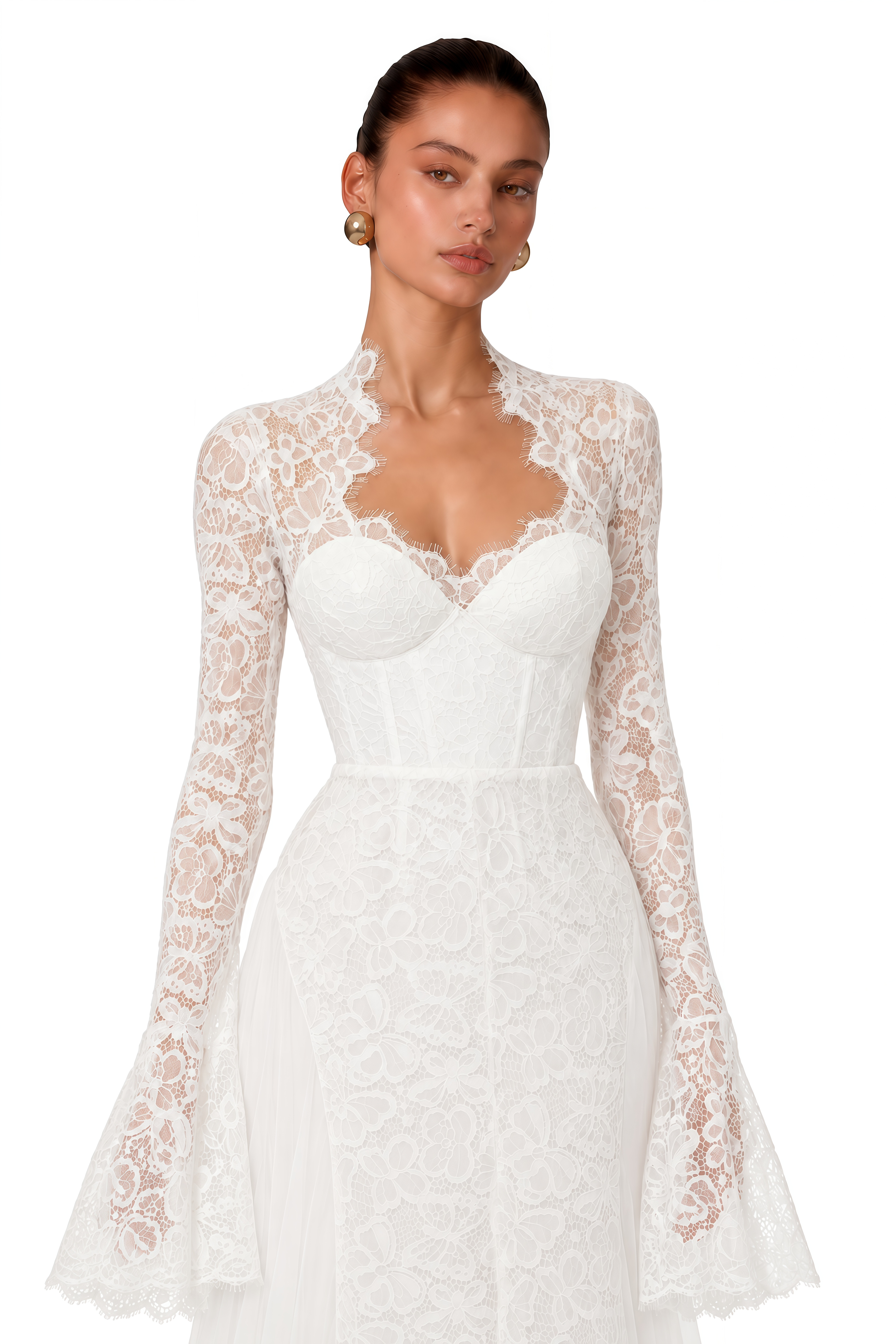 Malgorzata White Cut-Out Maxi Dress with Train