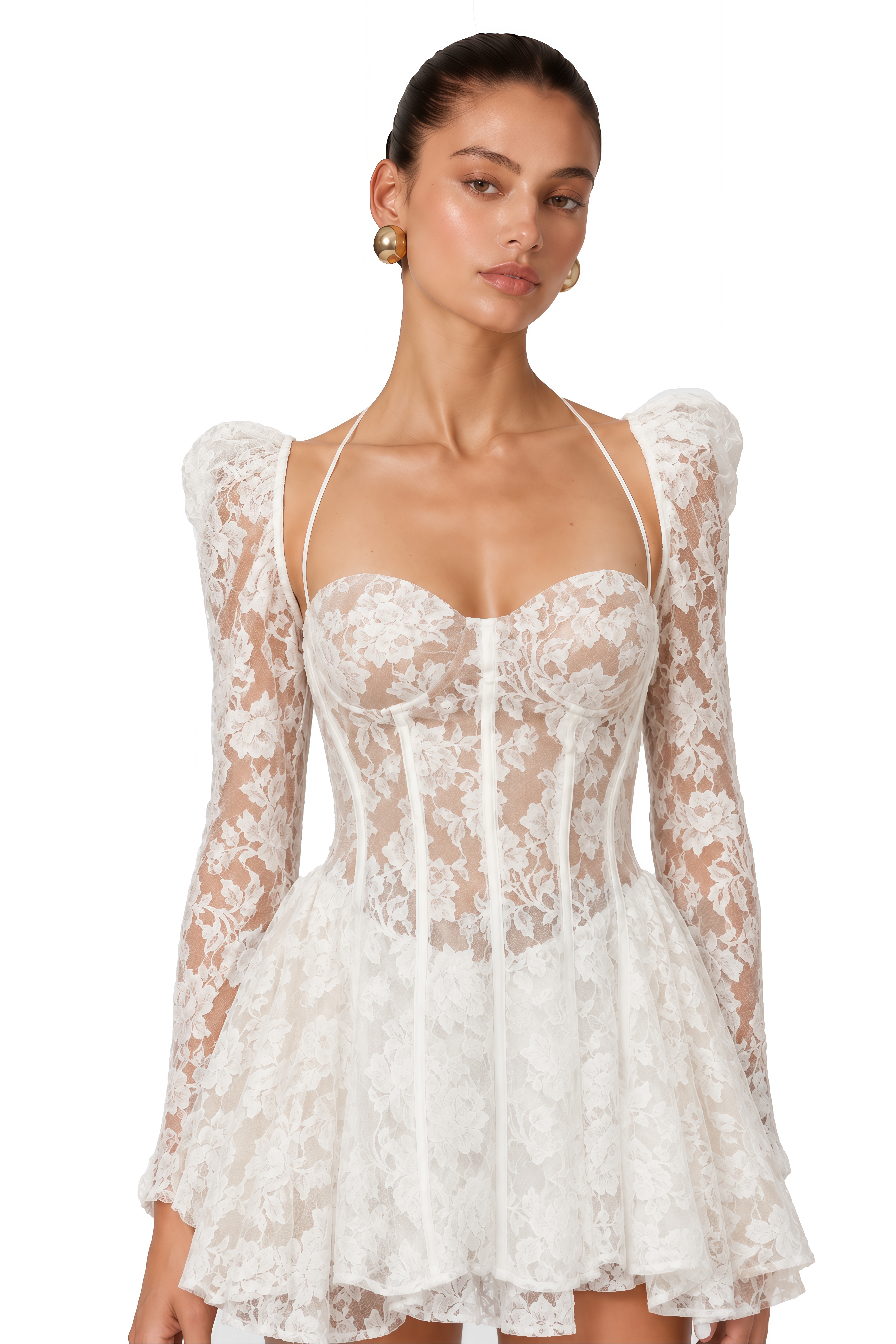 Vivienne White Floral-Lace Corset Mini Dress – Miss Rosier