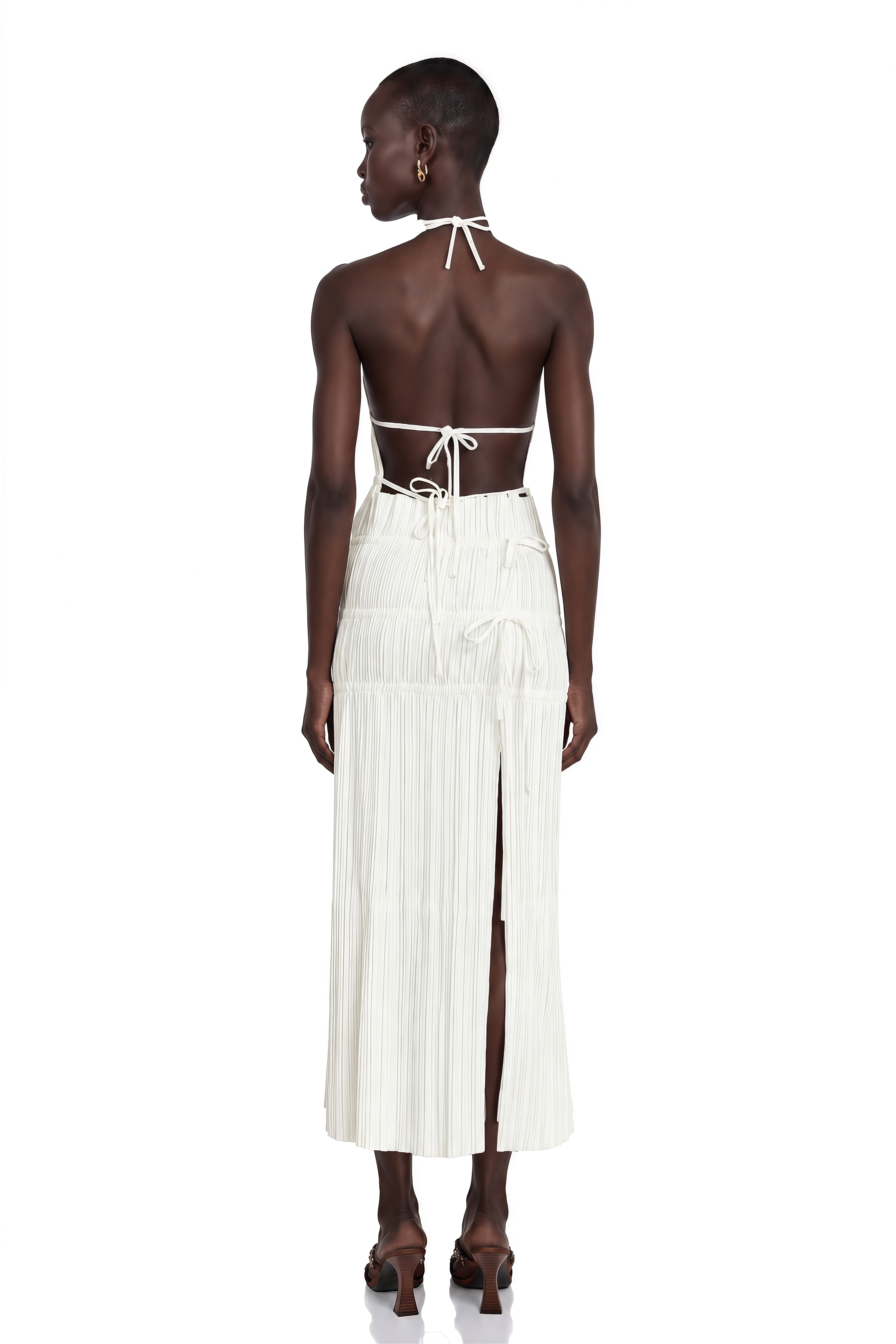 Milisent Open-Back Pleated Top & Skirt Matching Set