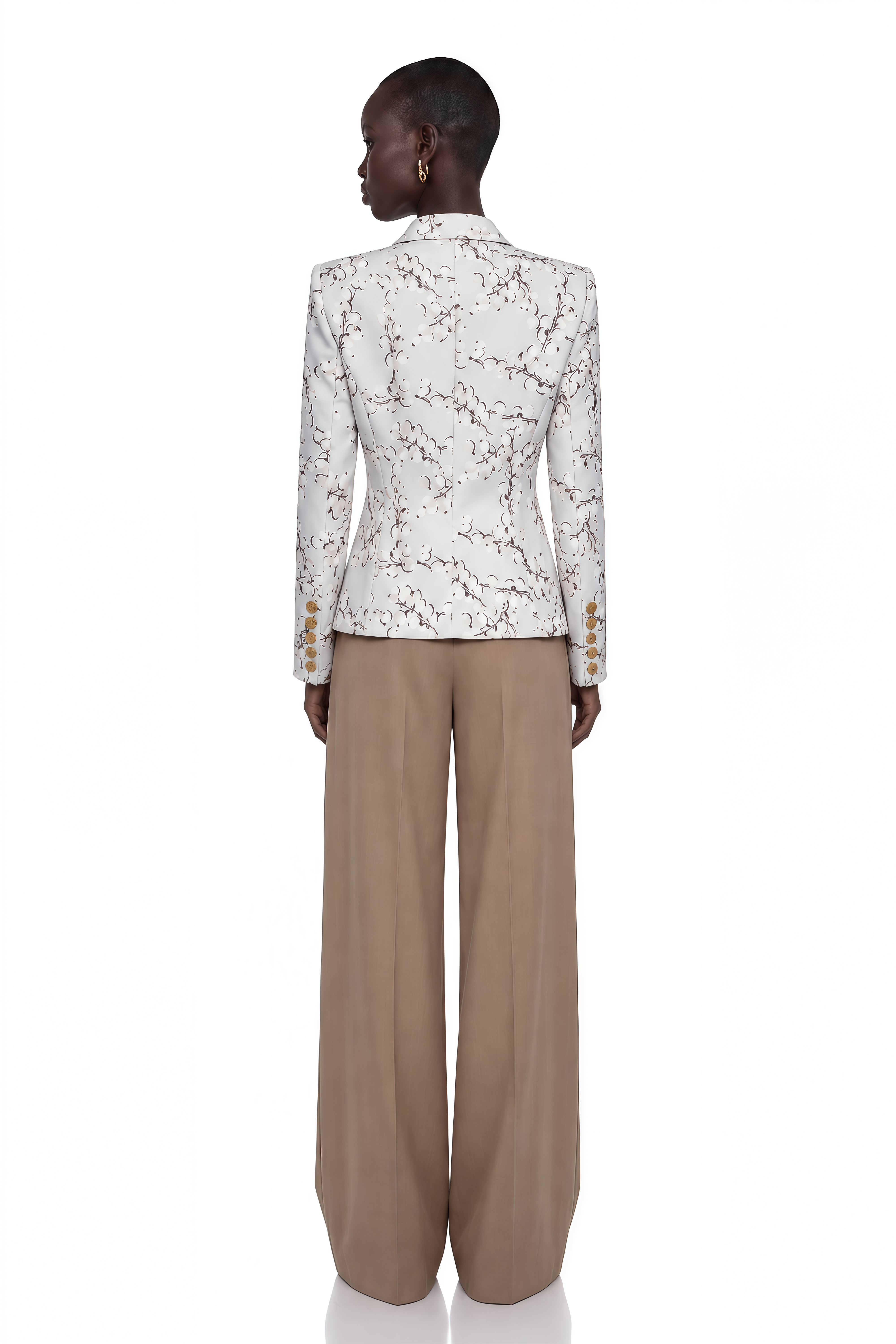 Amélina Cream White Graphic Print Blazer