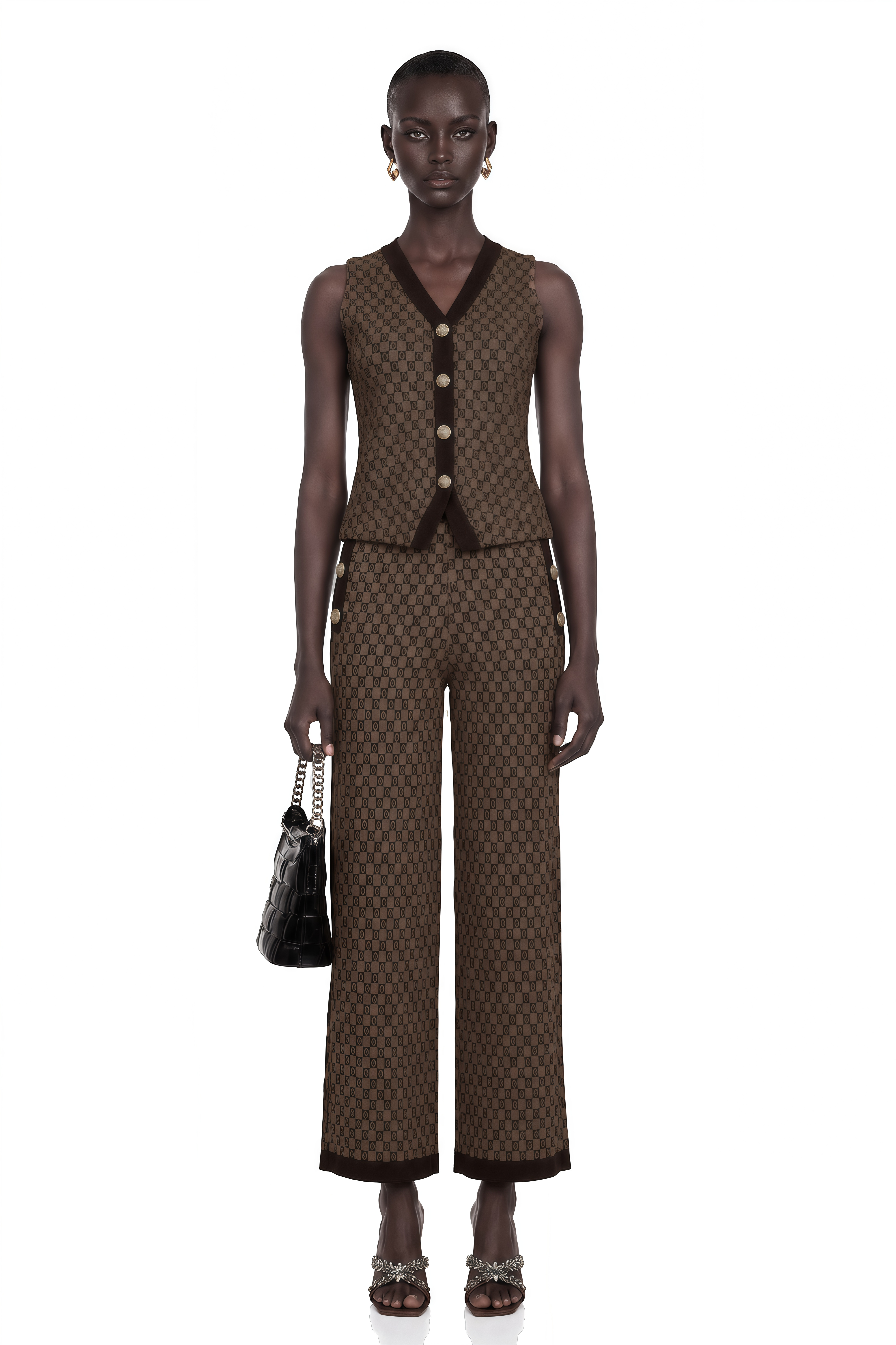 Cyrielle Monogram-Jacquard Top & Trousers Matching Set