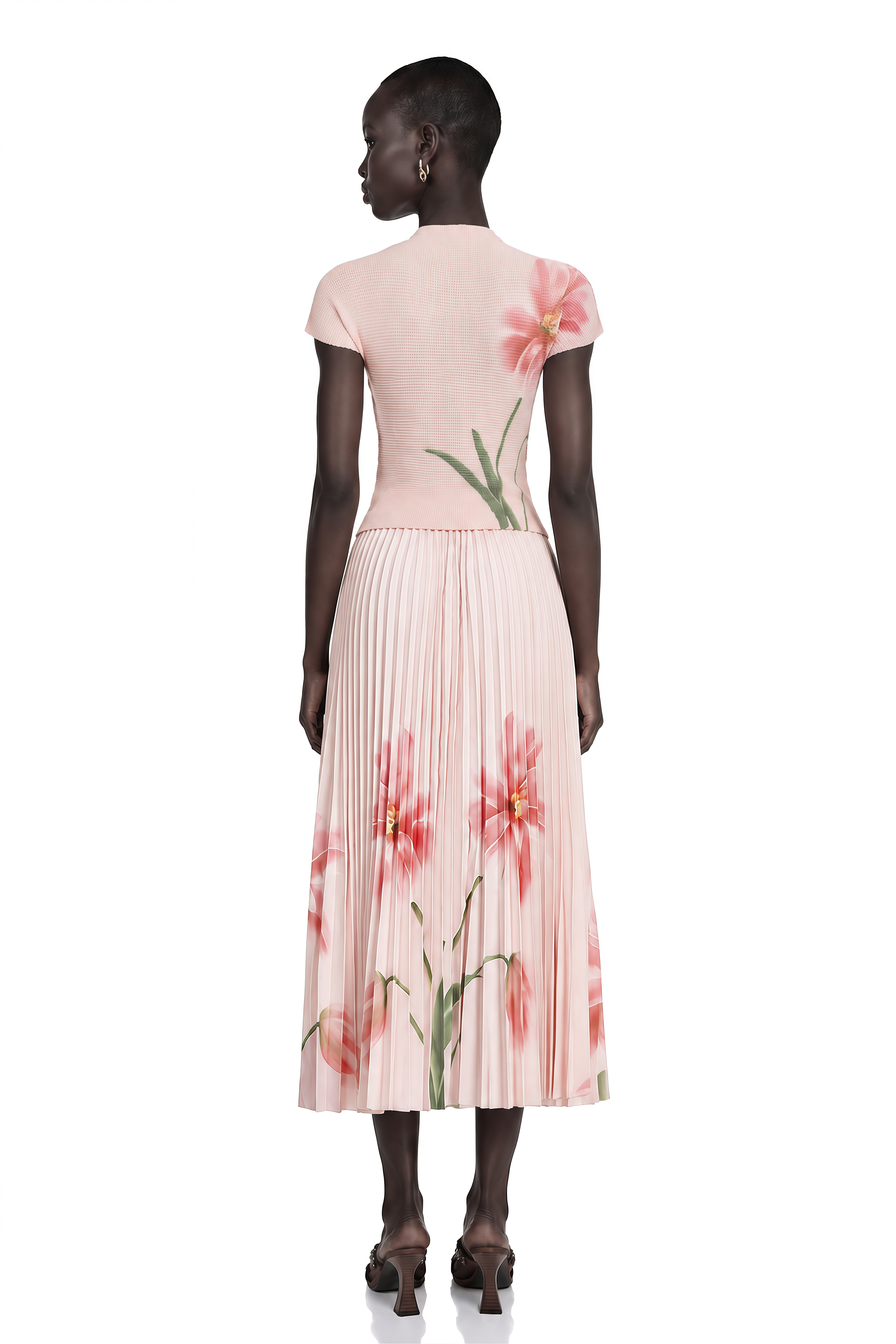 Justine Floral-Print Stretch Top & Skirt Matching Set