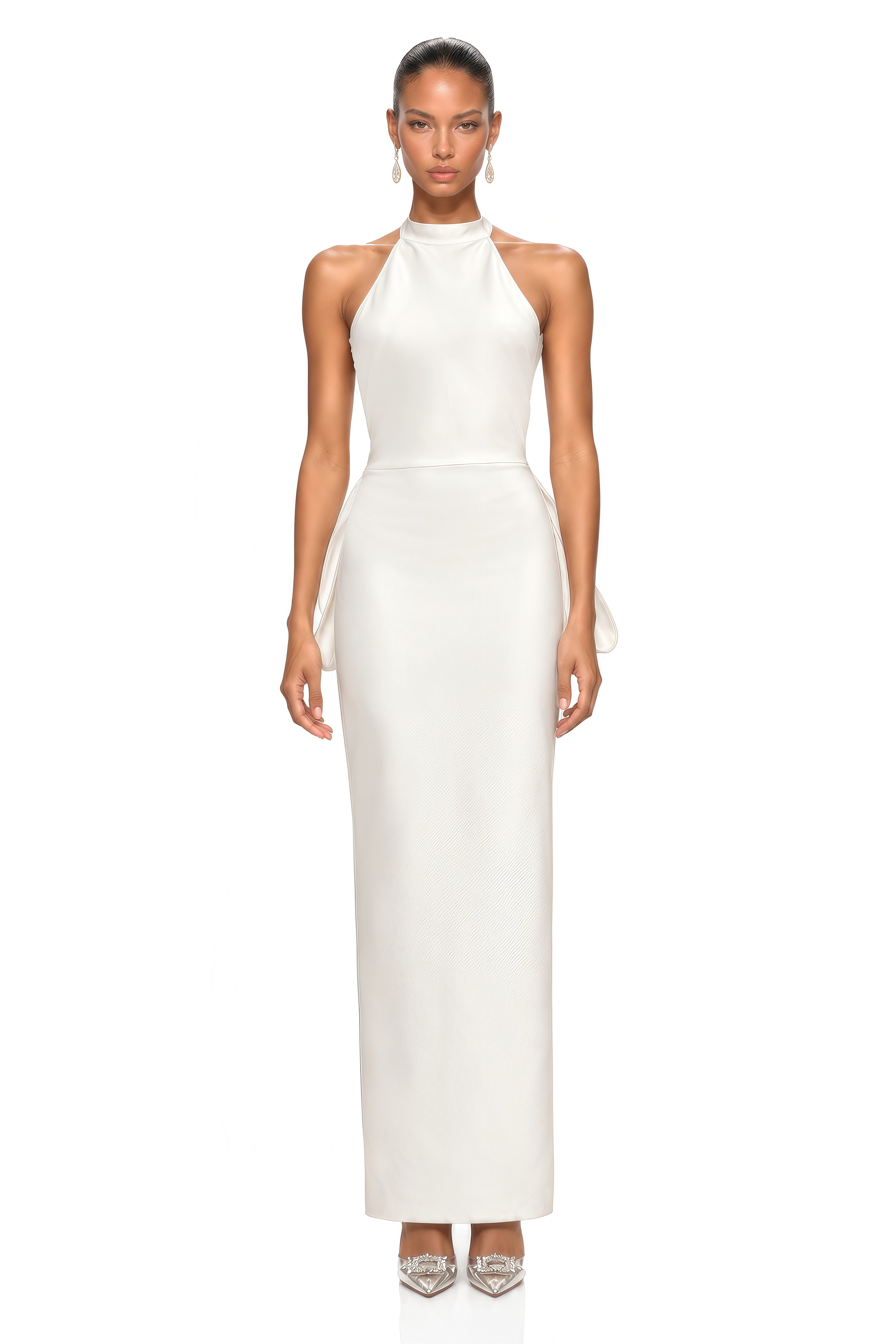 Capucine White Oversize-Bow Bandage Dress