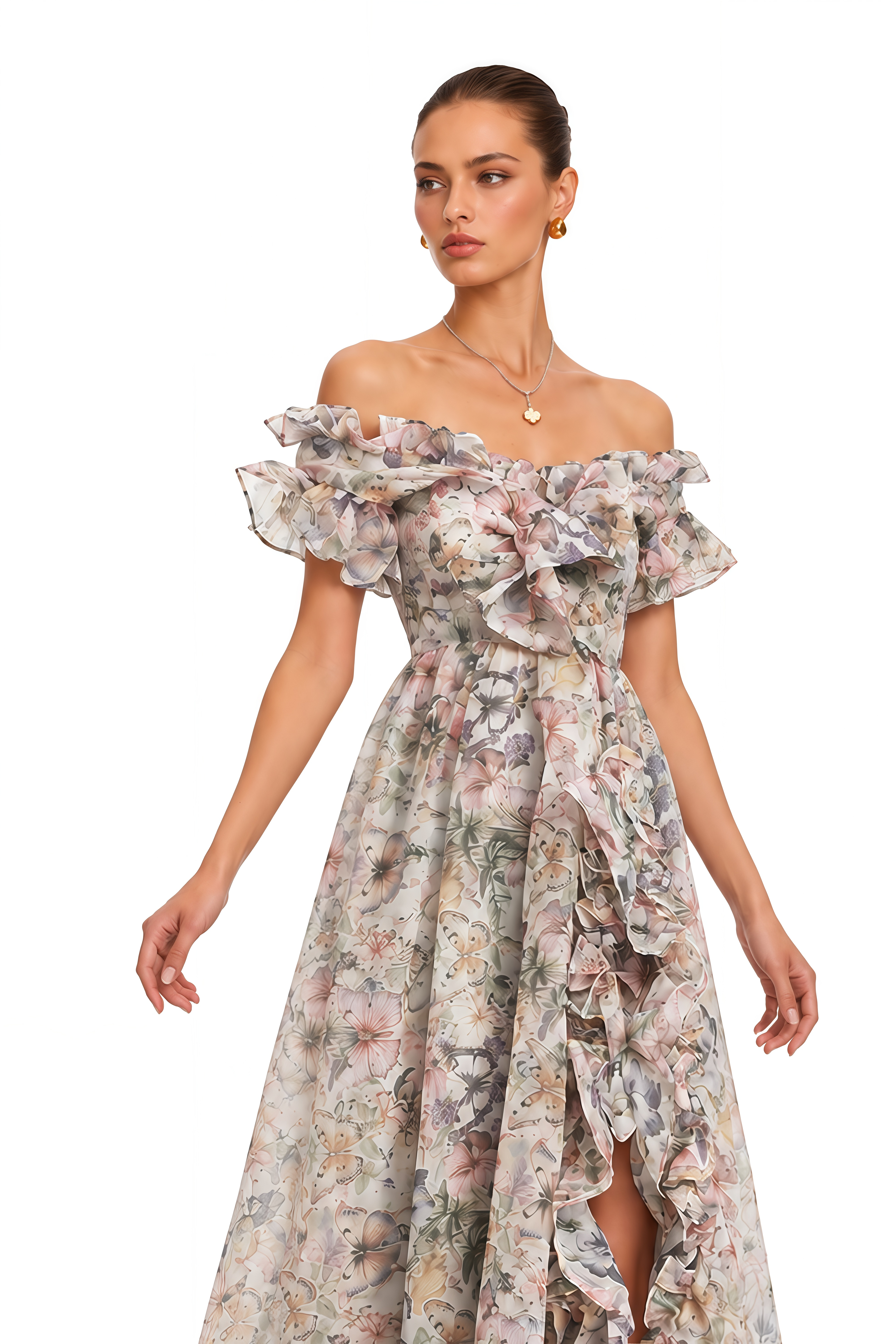 Margaux Off-Shoulder Ruffled Midi Dress