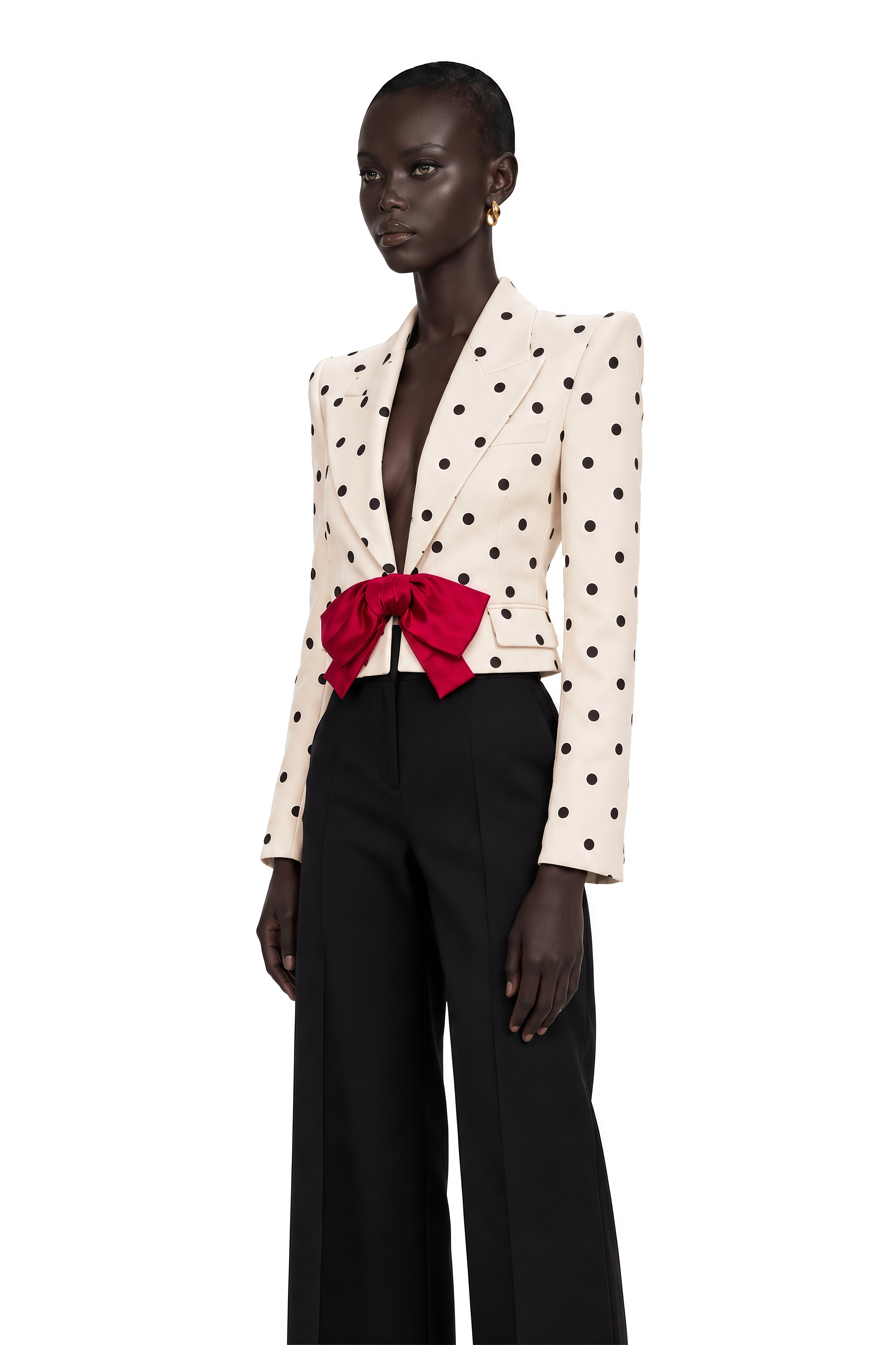 Valentine White Bowknot Polka Dot Short Jacket