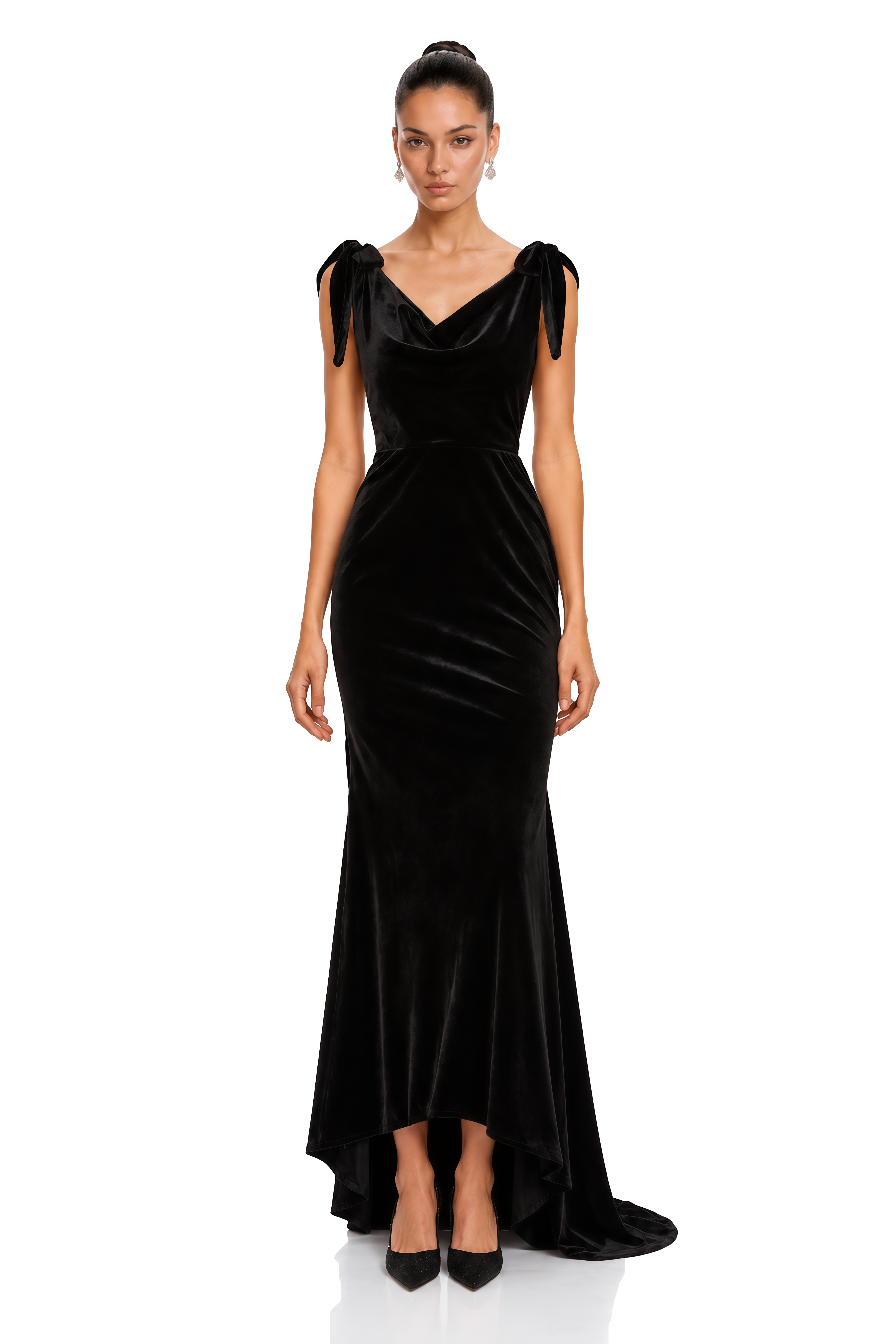 Audrey Embellished Velvet Open-Back Maxi Dress