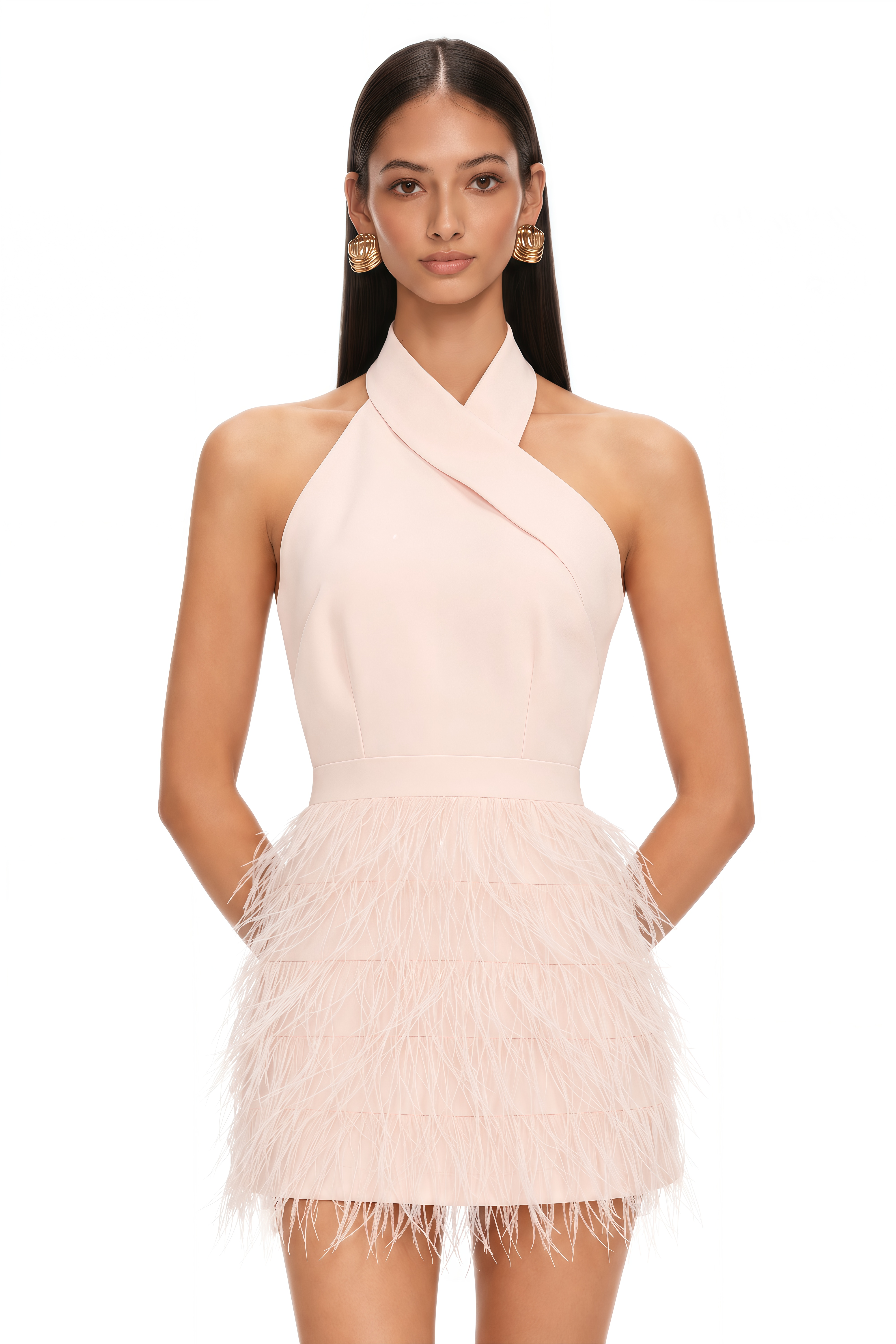 Katarina Feather-Detail Tassel Dress