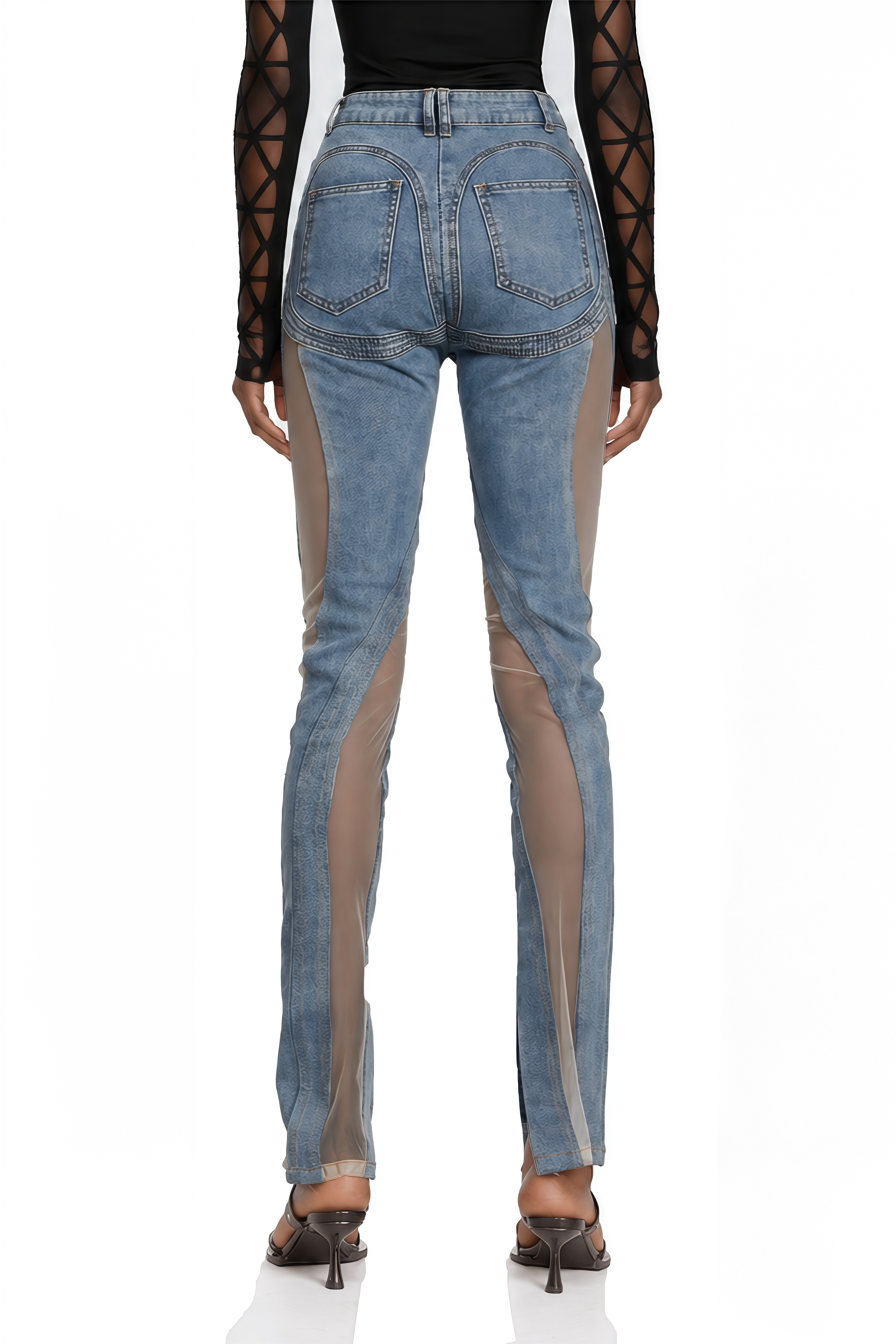 Aelis Sheer-Paneled Jeans