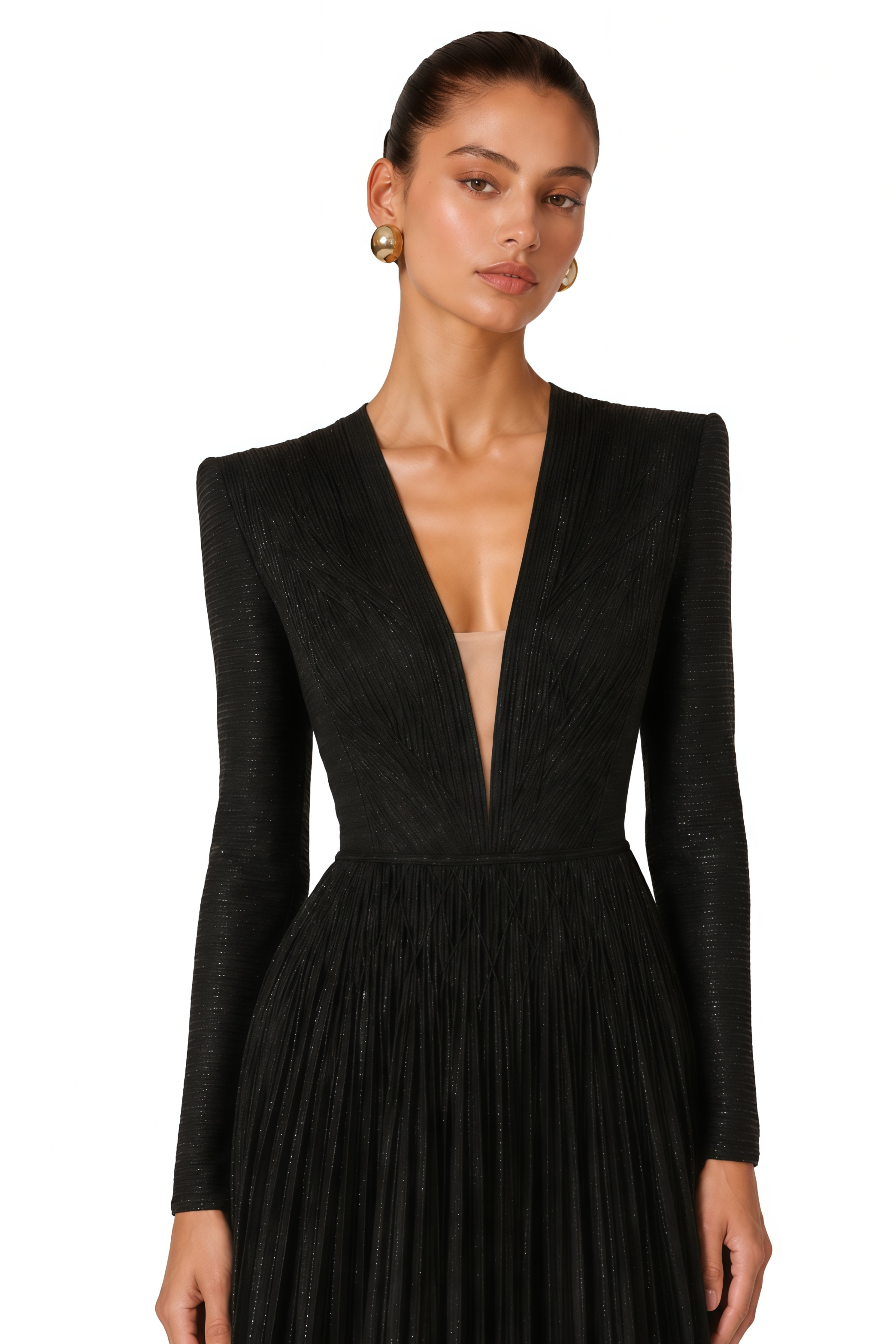 Ortensia Black Braided Pleated Tweed Mini Dress