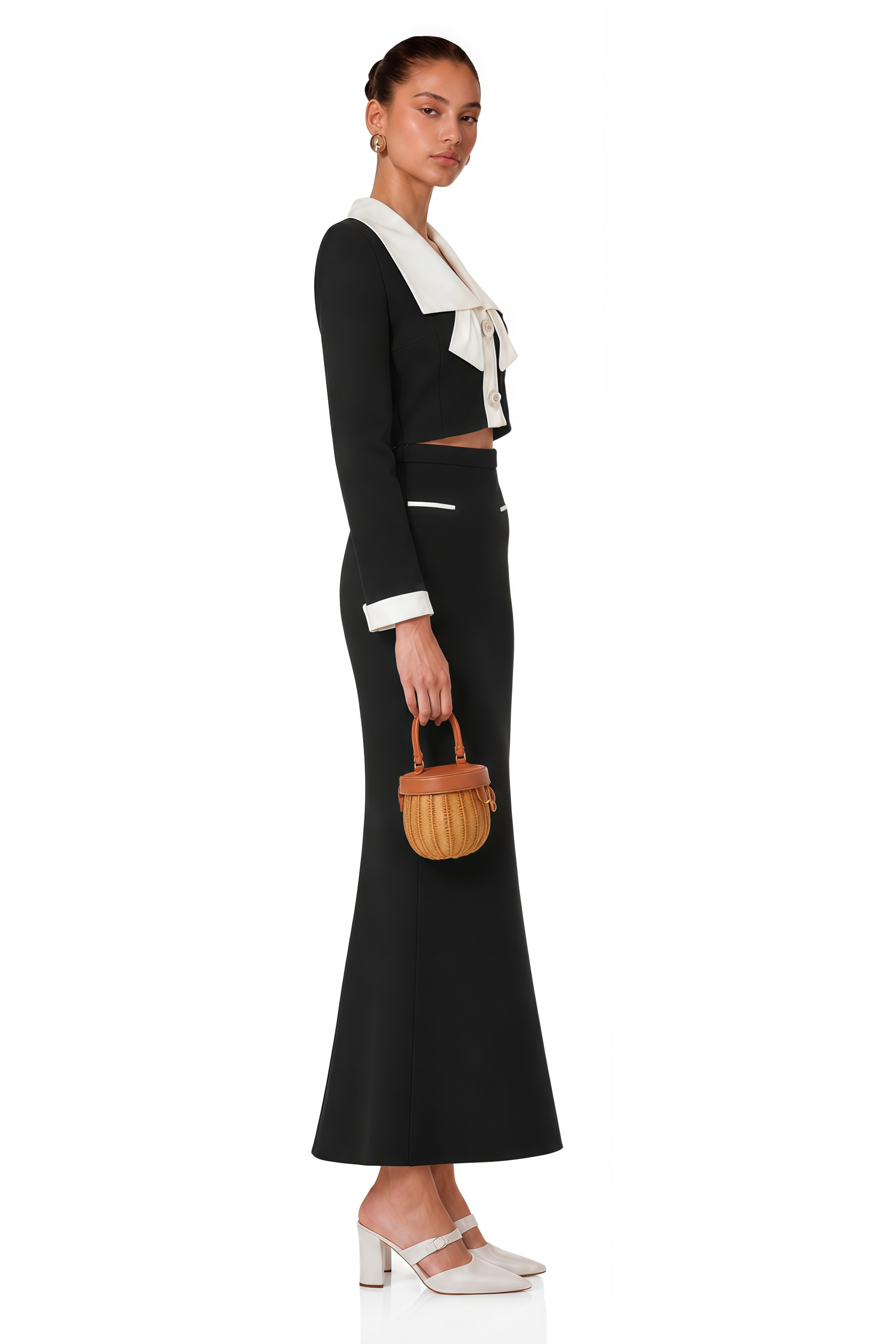 Odile black jacket & skirt matching set