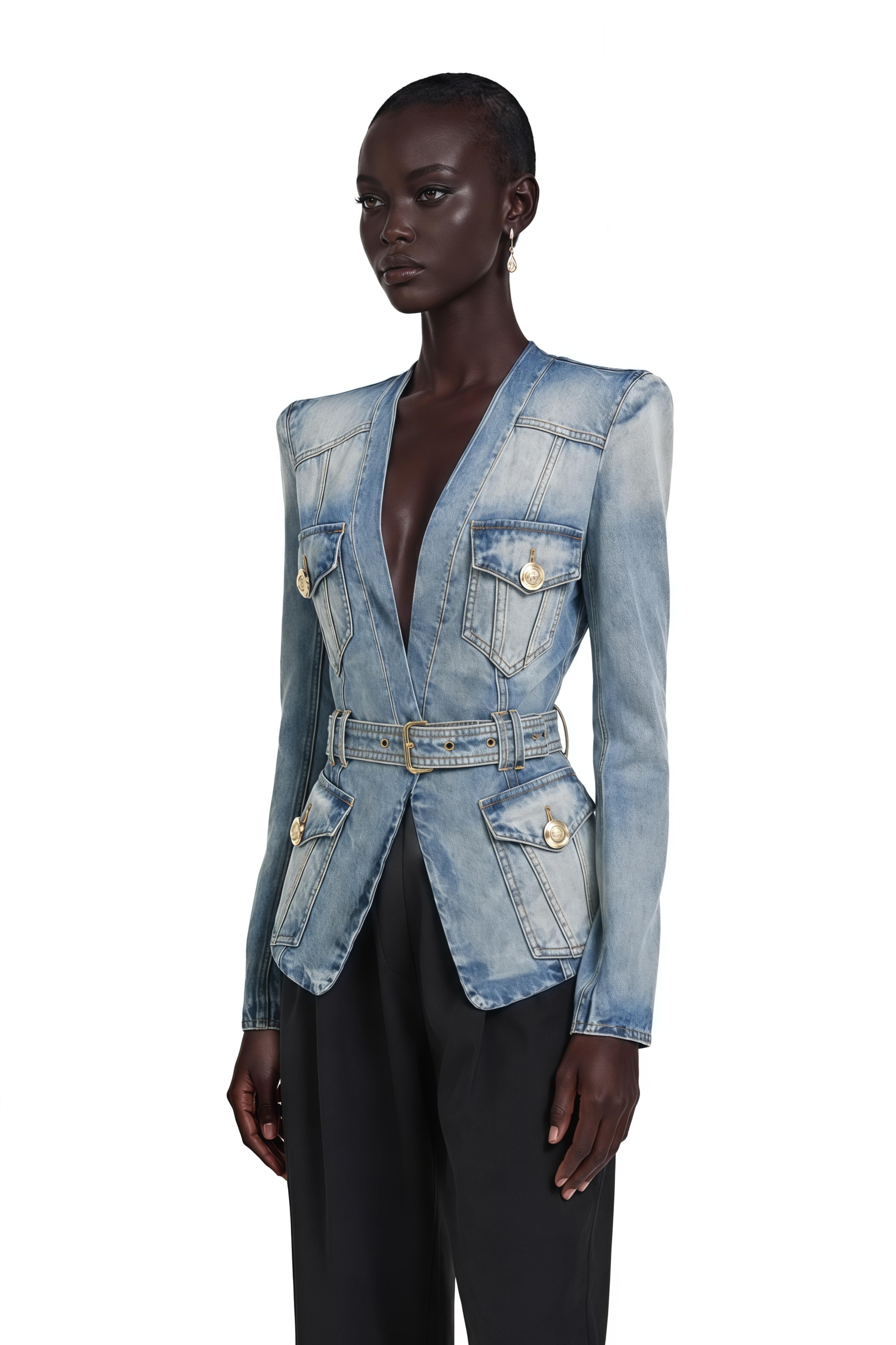 Edda Light Blue Belted Denim Jacket