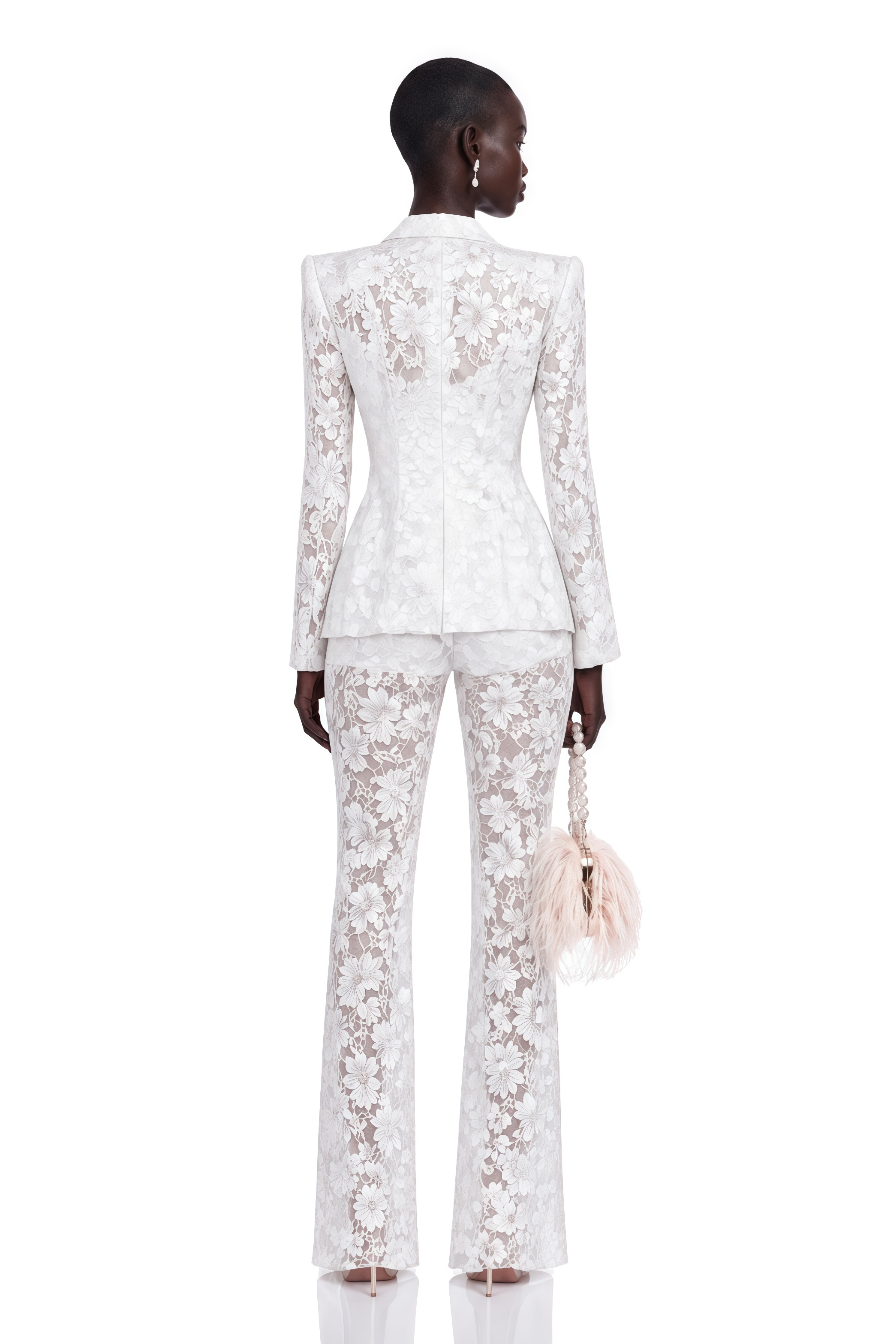 Zoé Sheer Lace Blazer & Trousers Matching Set