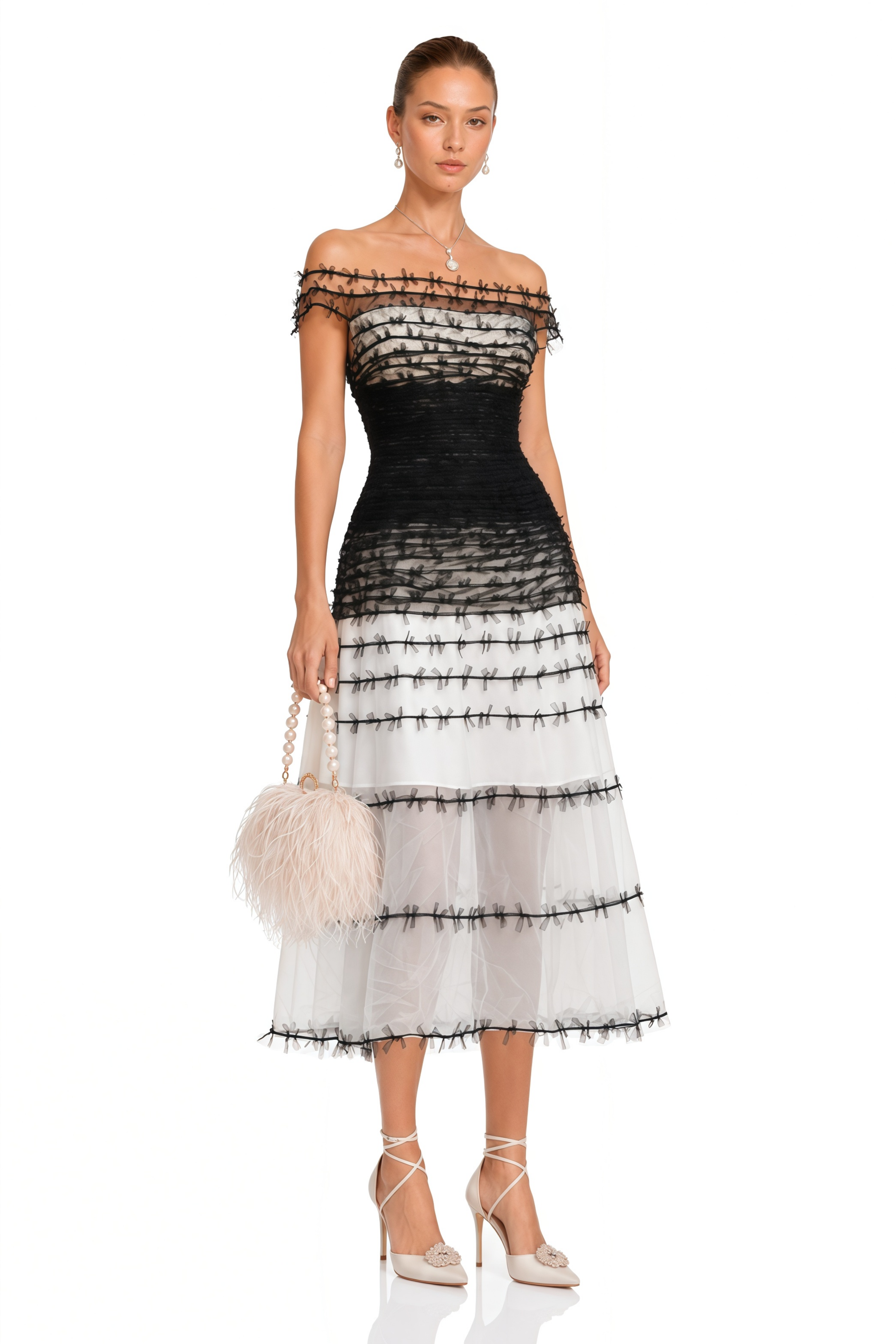 Eléonore Color Block Tulle Midi Dress