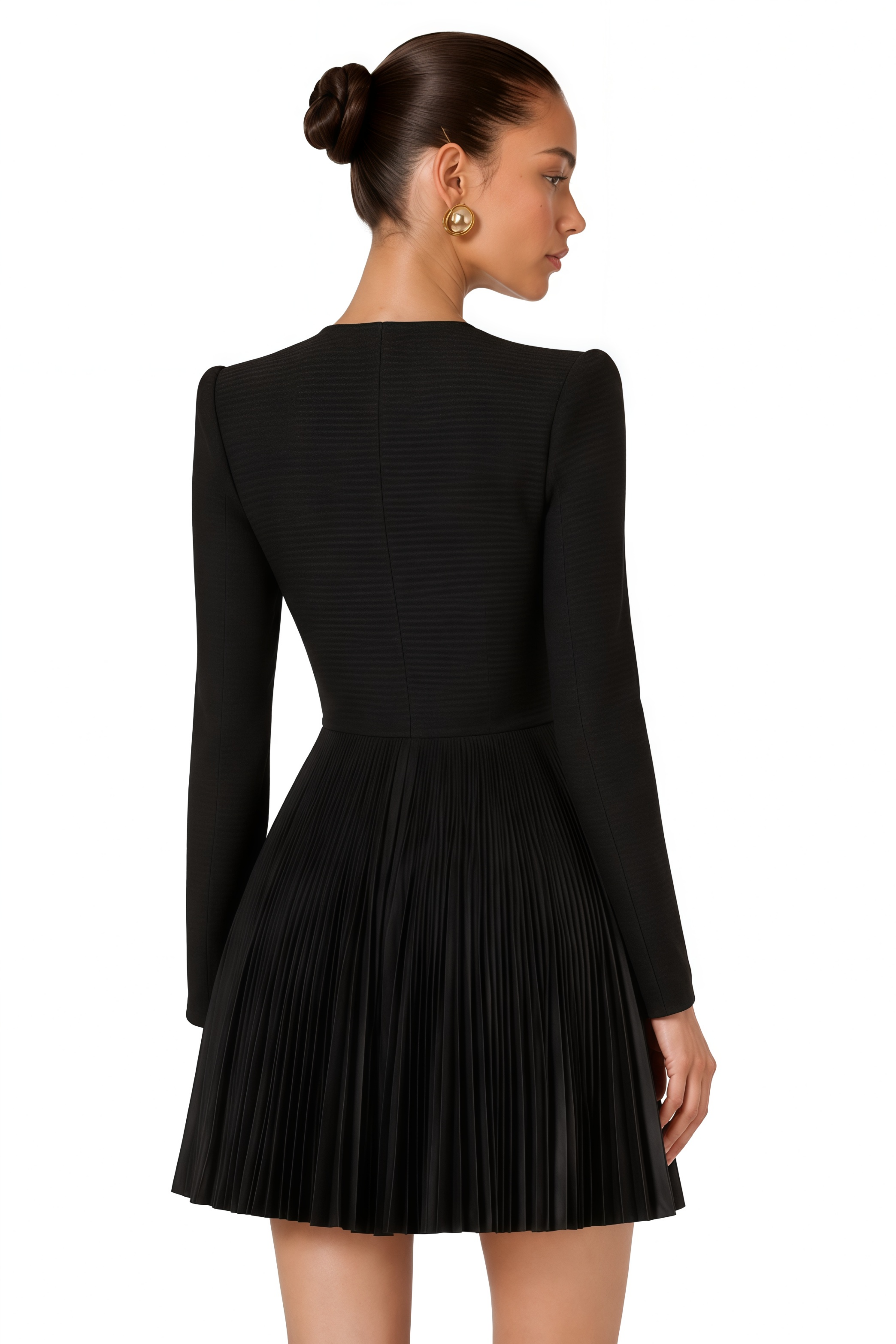 Ortensia Black Braided Pleated Tweed Mini Dress