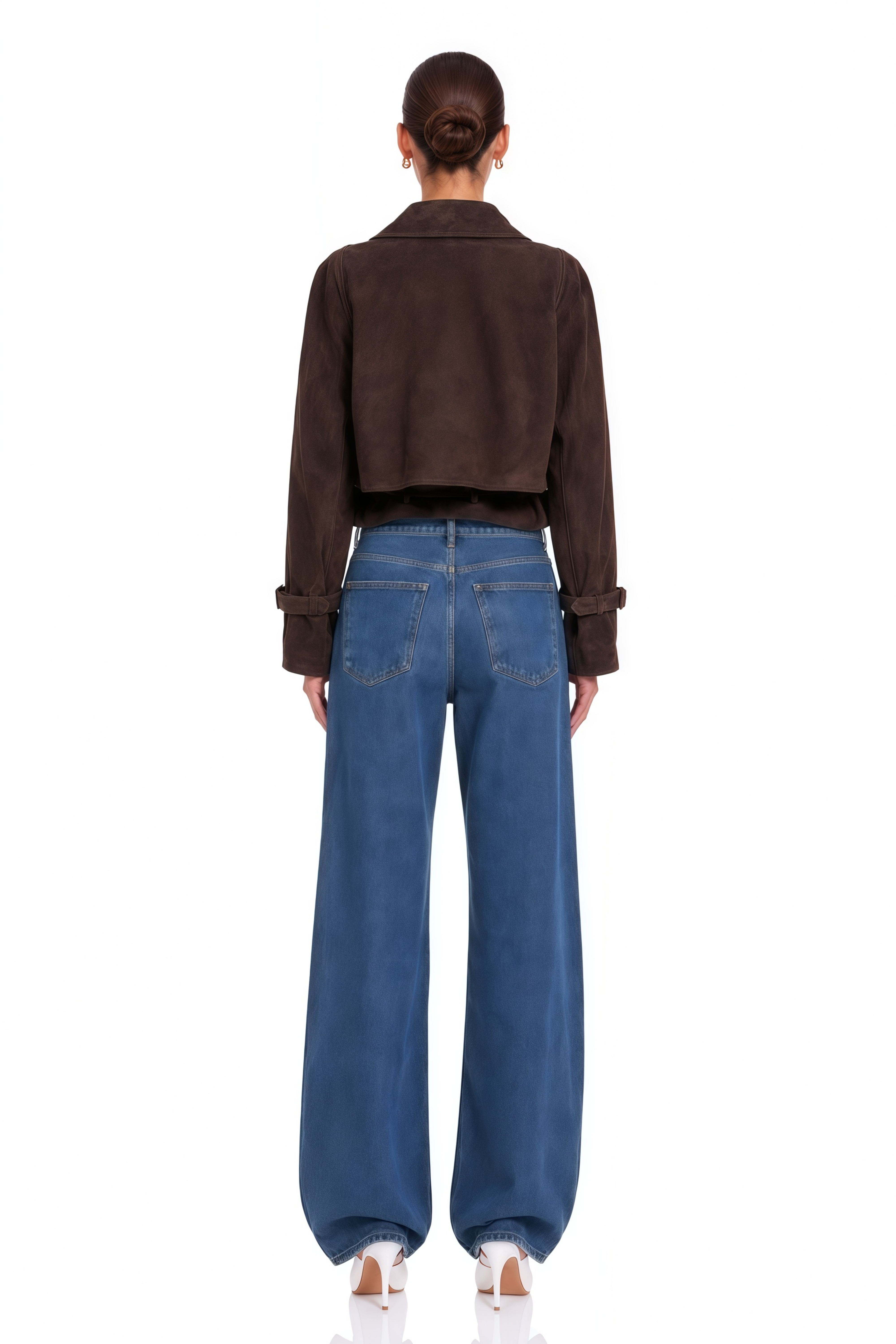 Esperanza Brown Belted Suede Short Biker Jacket