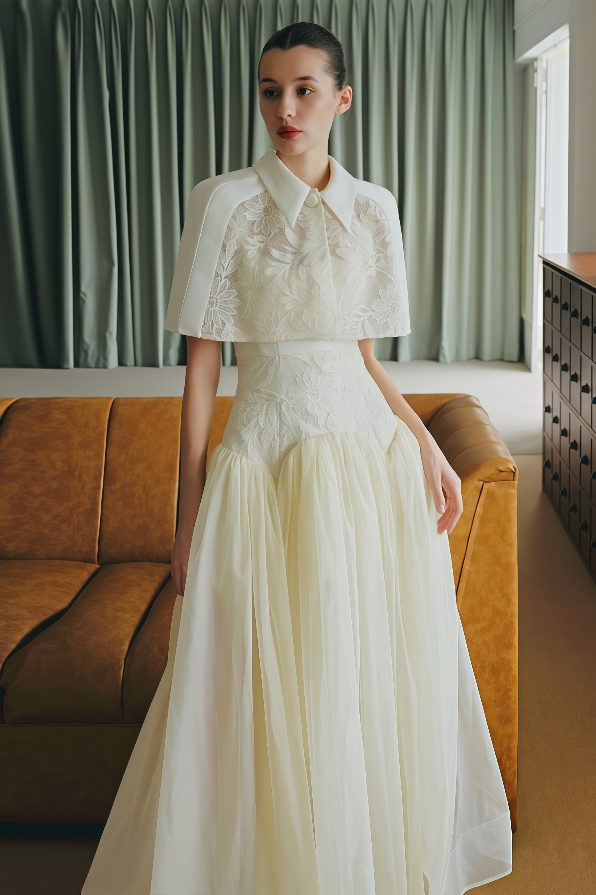 White maxi dress with bolero set