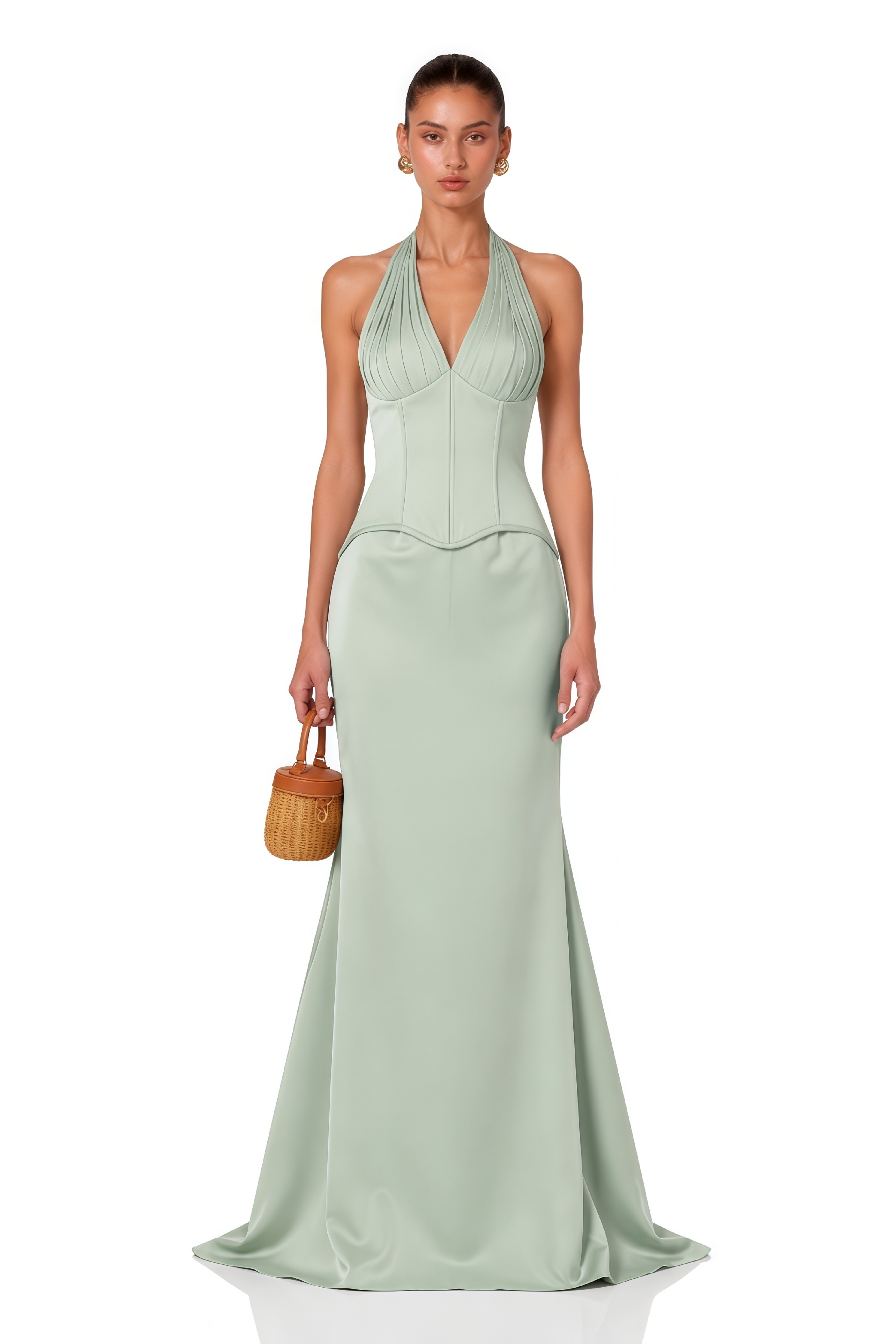 Aurélie Green Halterneck Mermaid Maxi Dress