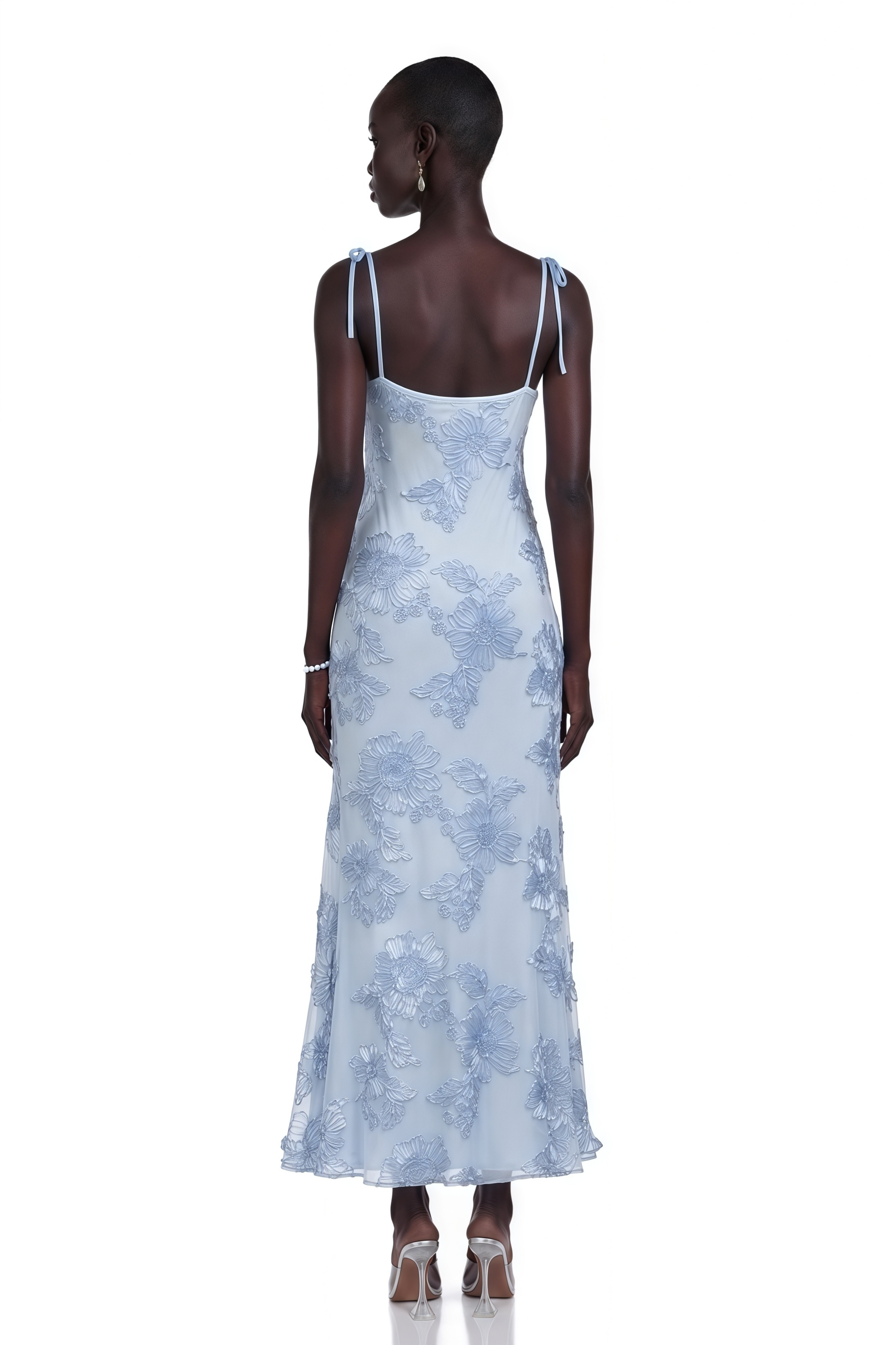 Énigme Blue Jacquard Floral Maxi Dress