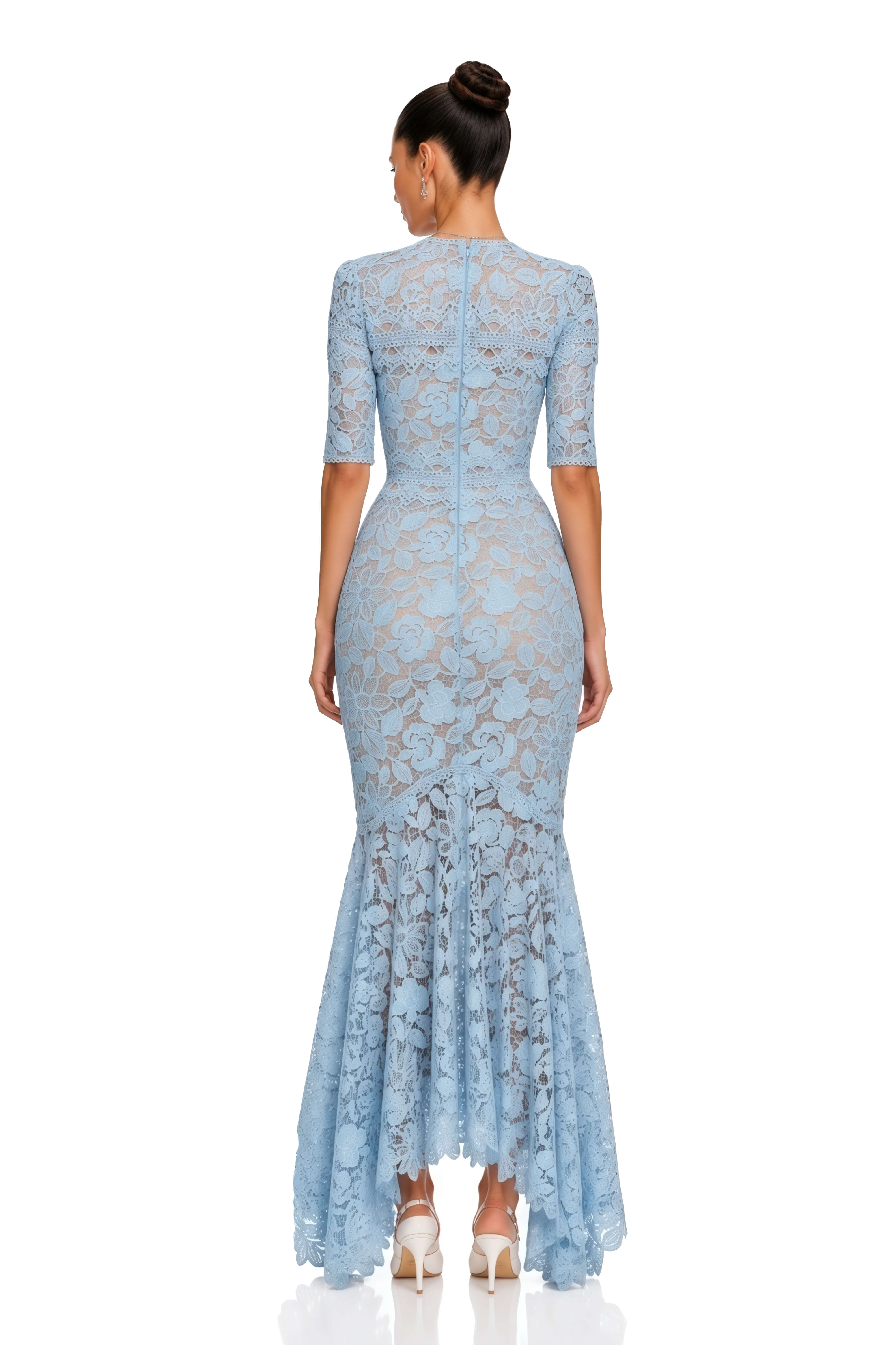 Daniela Blue Floral Lace Mermaid Maxi Dress