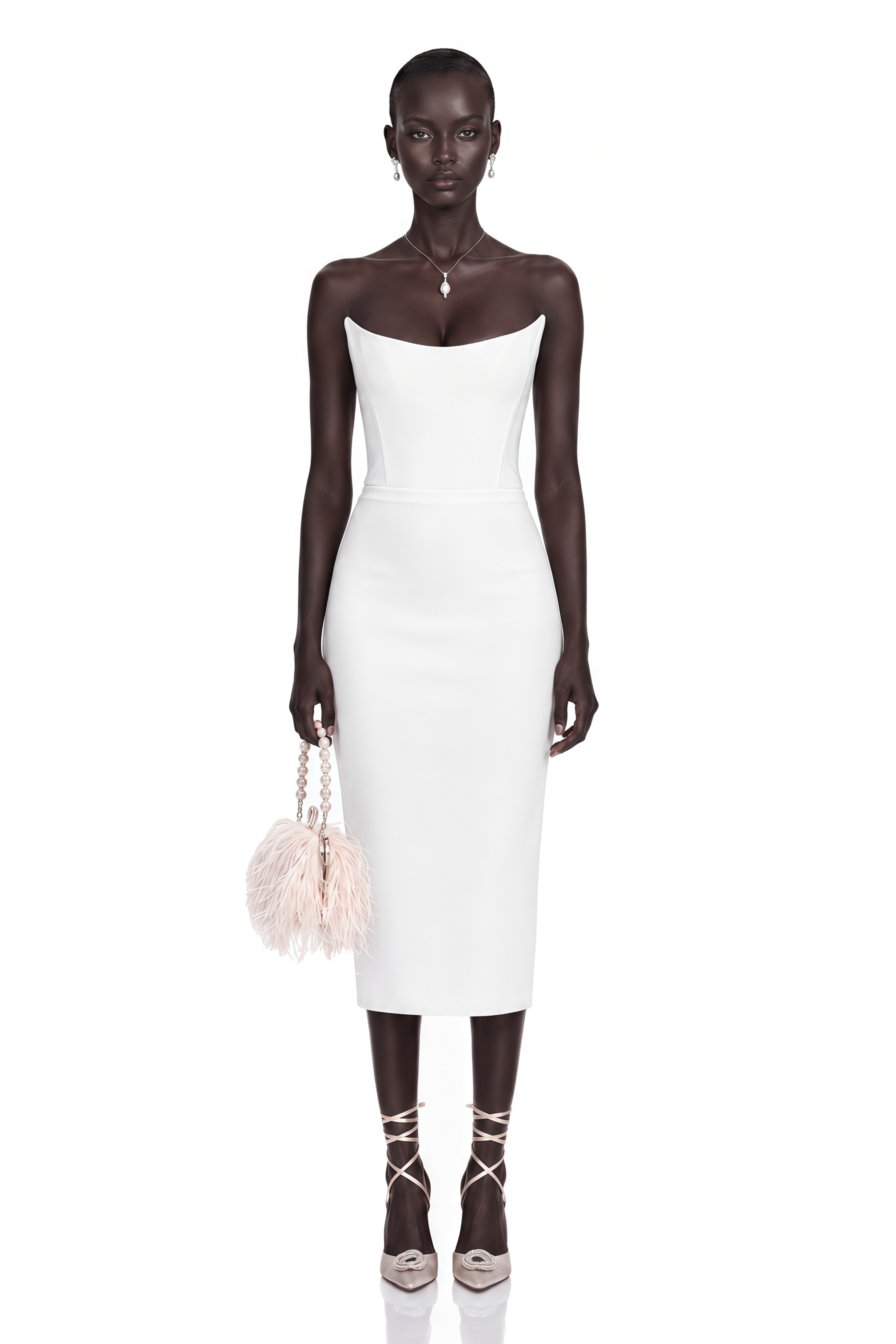Escolástica White Off Shoulder Midi Dress