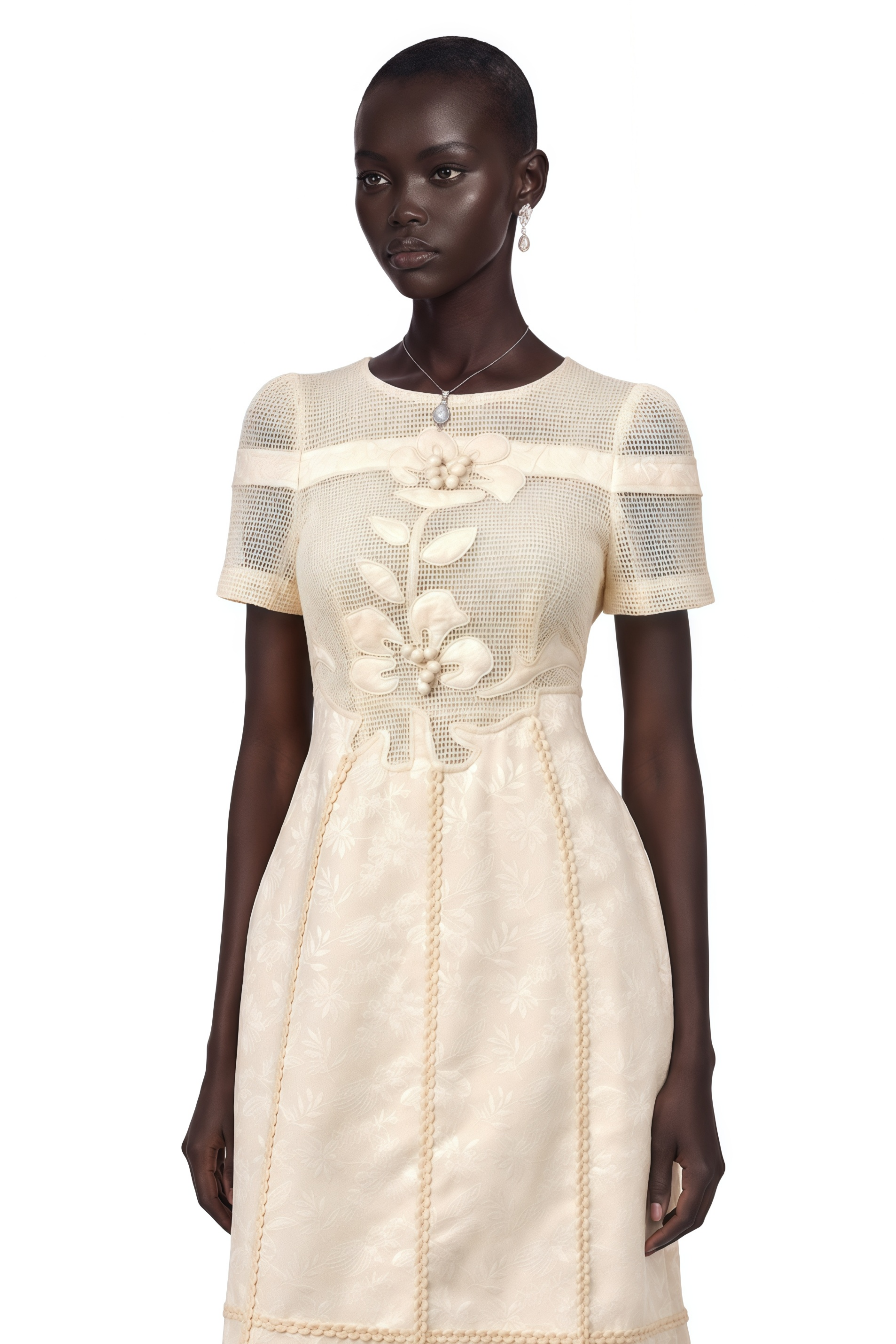 Diane floral embroidered openwork midi dress