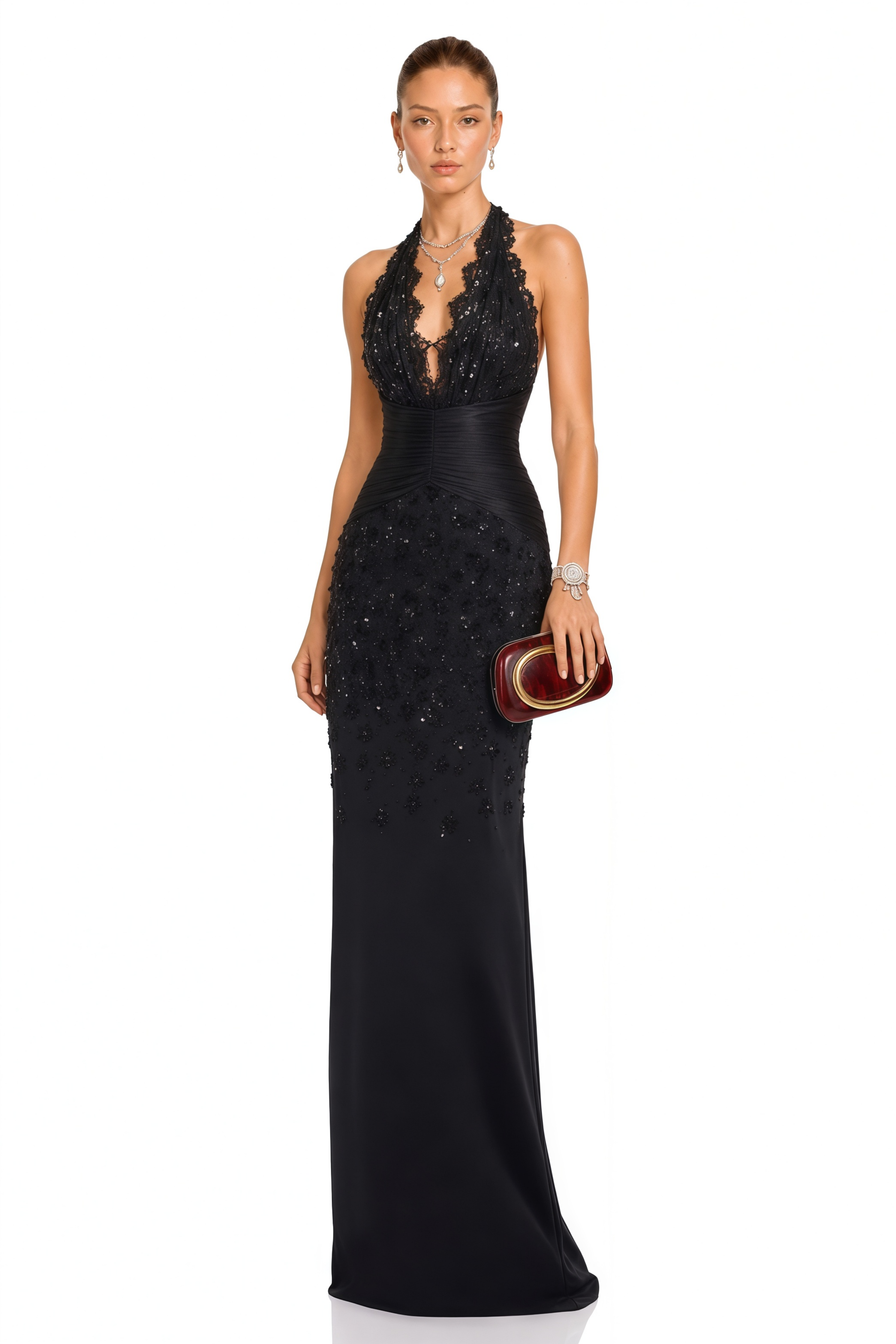 Siphokazi Black Halterneck Embellished Corset Maxi Gown