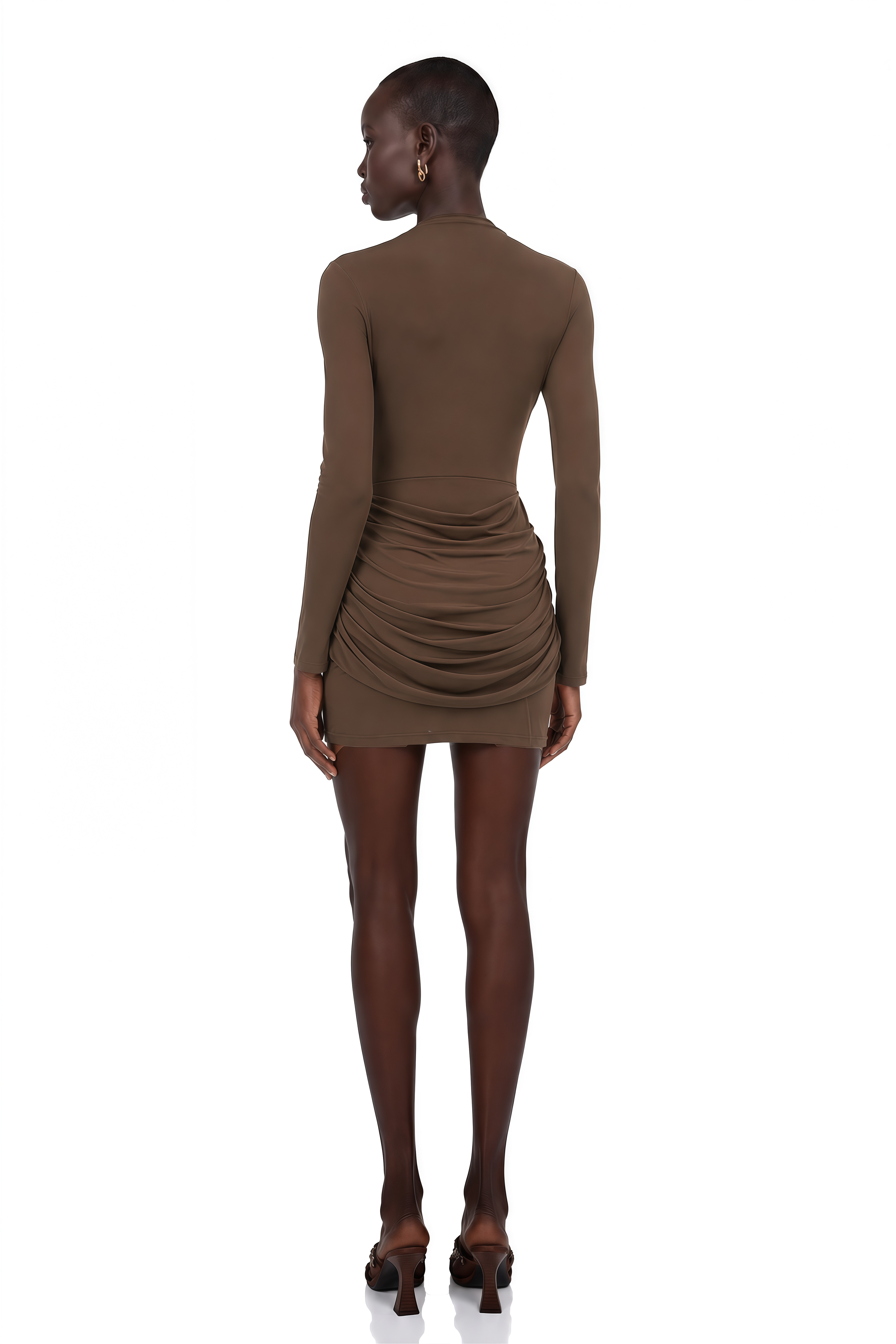 Astrid Brown Bodycon Ruched Mini Dress