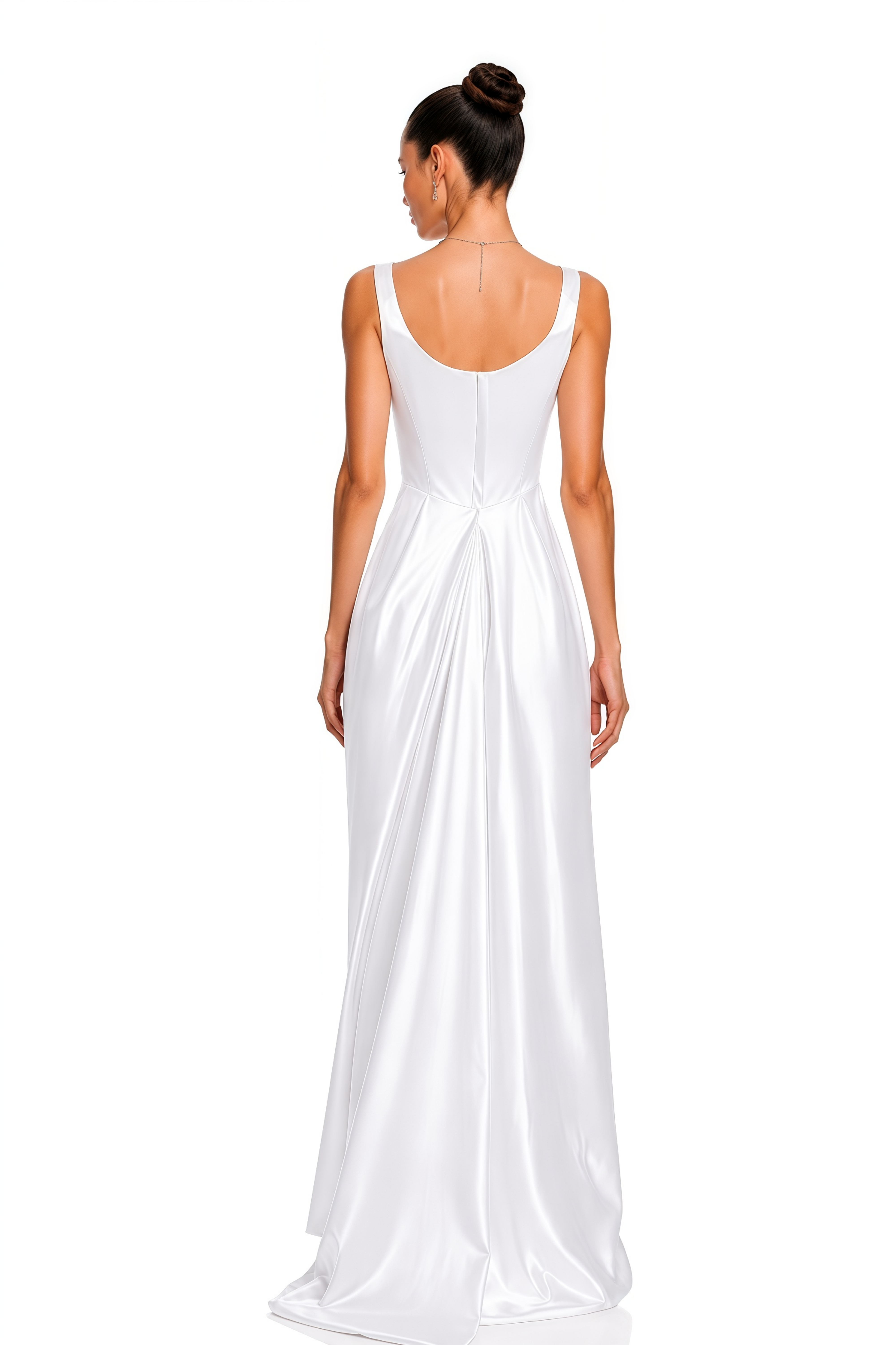 Fiona White Satin Square Neck Maxi Dress