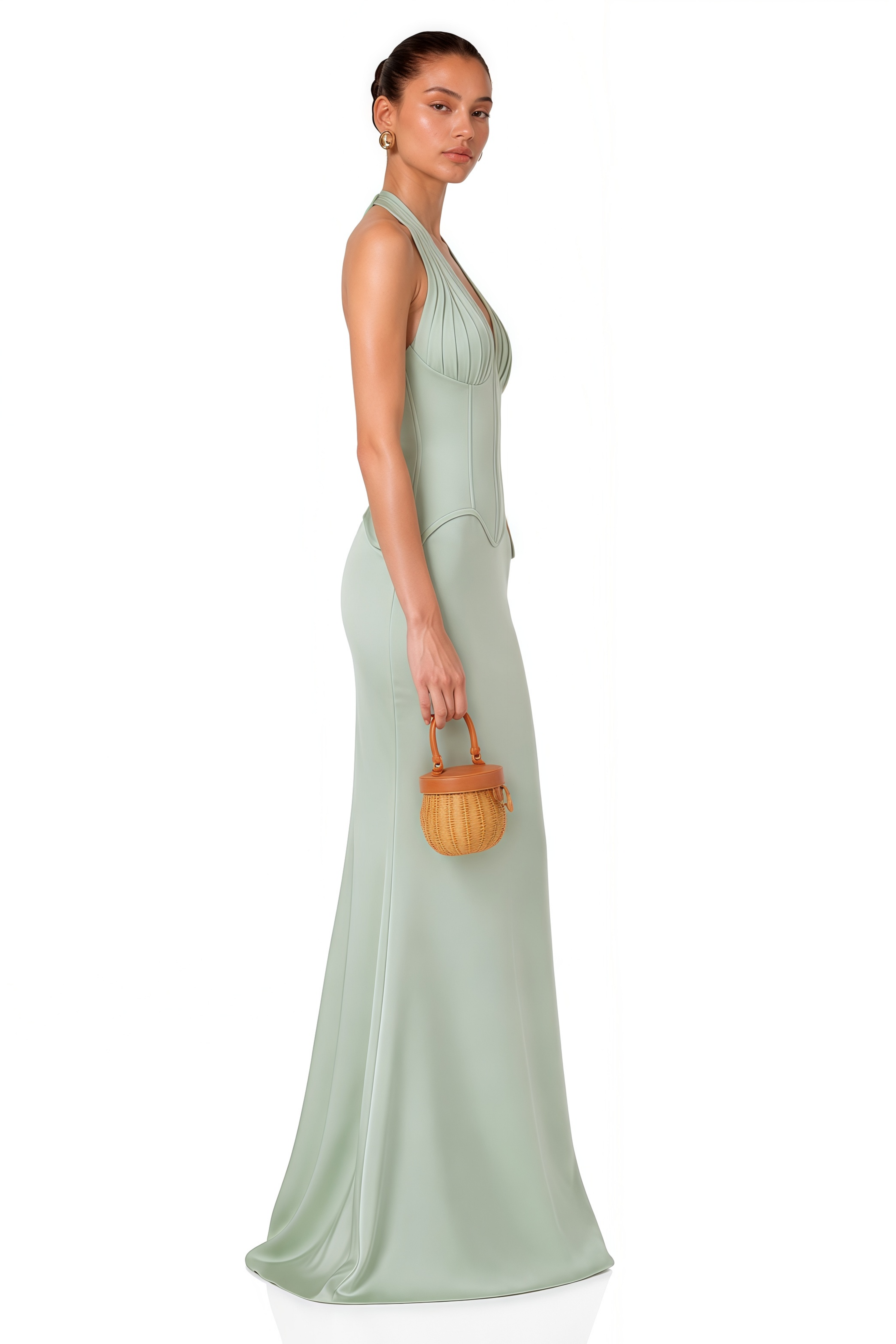 Aurélie Green Halterneck Mermaid Maxi Dress
