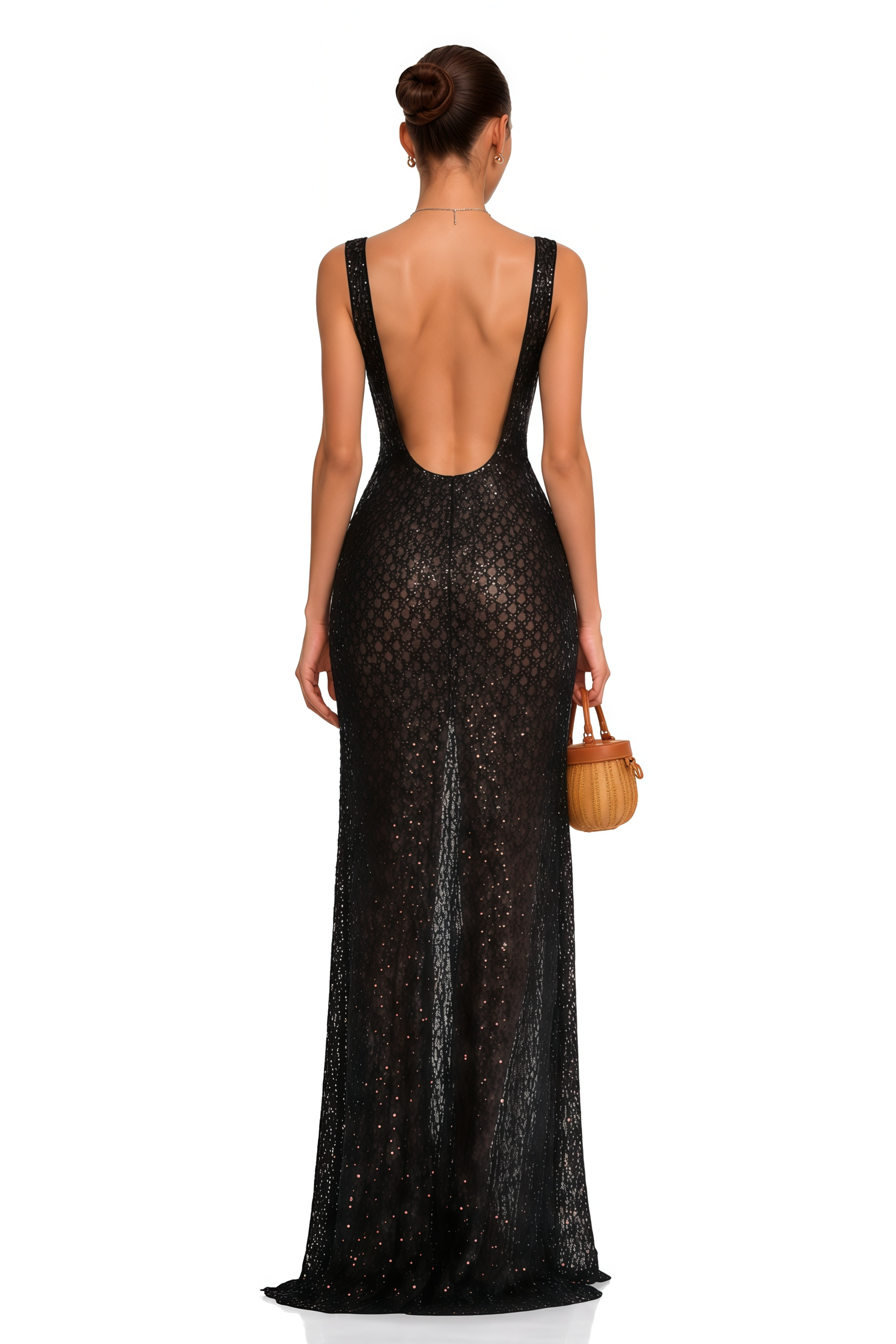 Raelynn Black Deep V-Neck Bodycon Maxi Dress