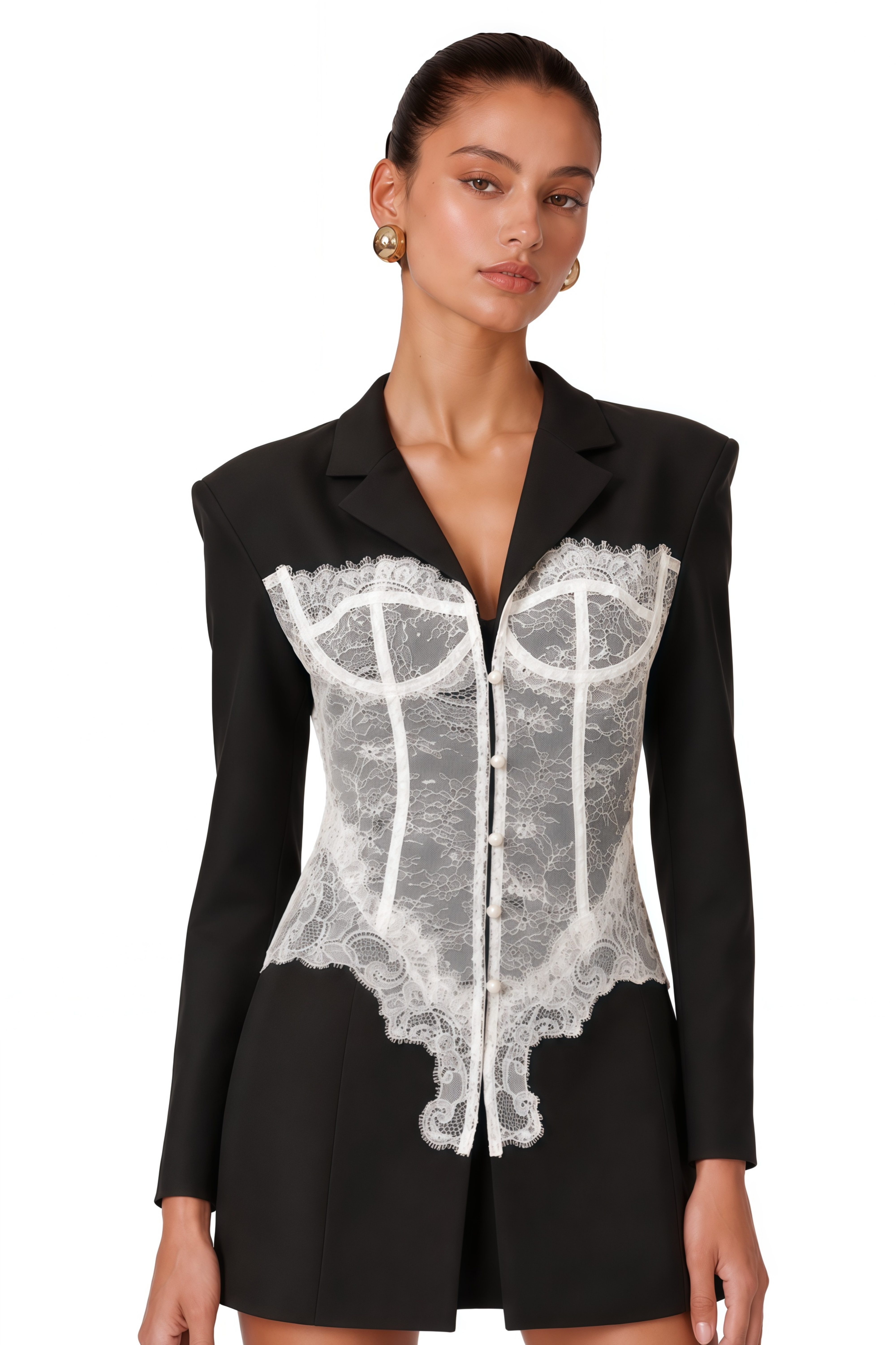 Alexia Color Block Lace Paneled Blazer