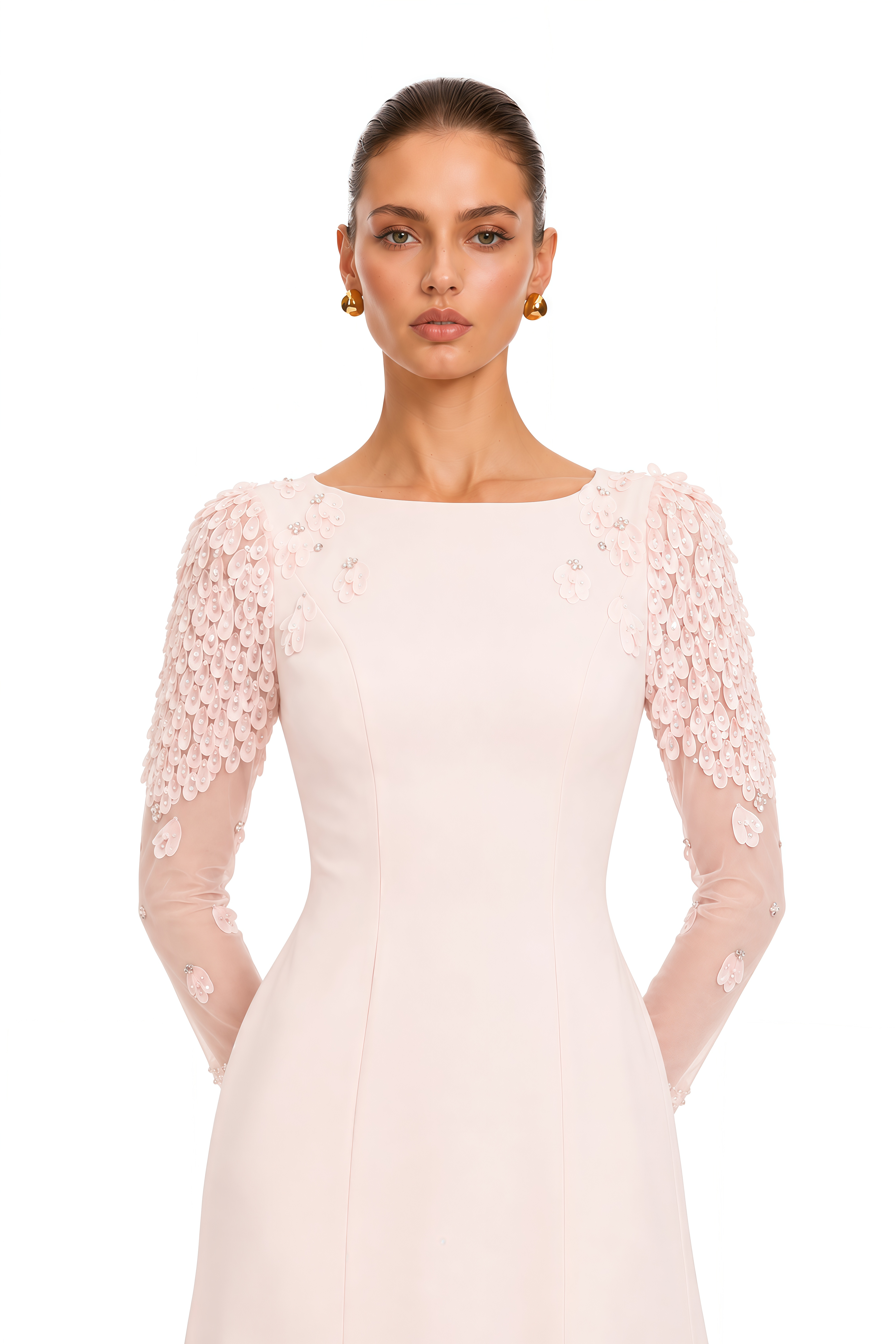 Gunnel Pink Flared Embellished Maxi Gown