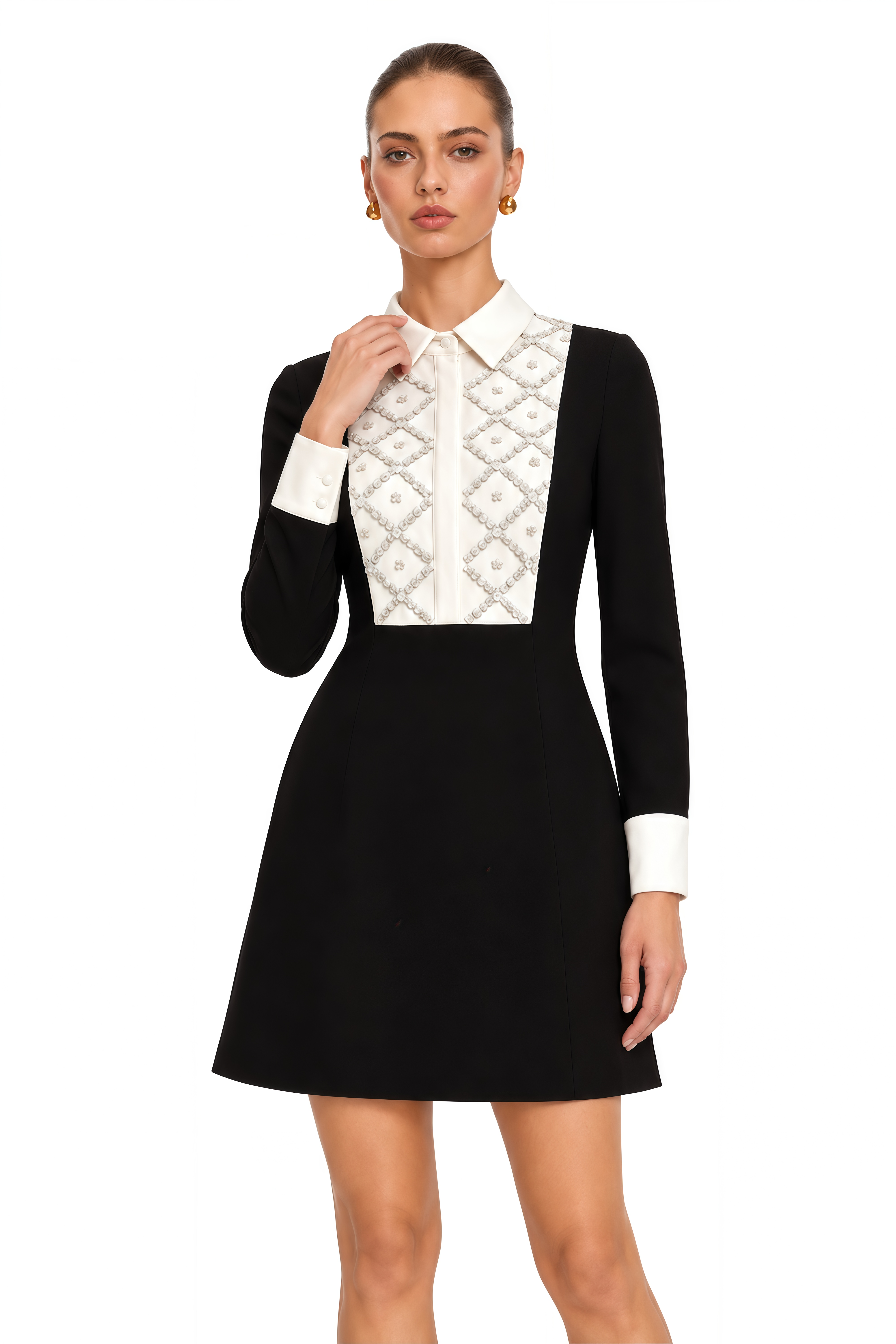 Esmée Two Tone Embellished Mini Dress