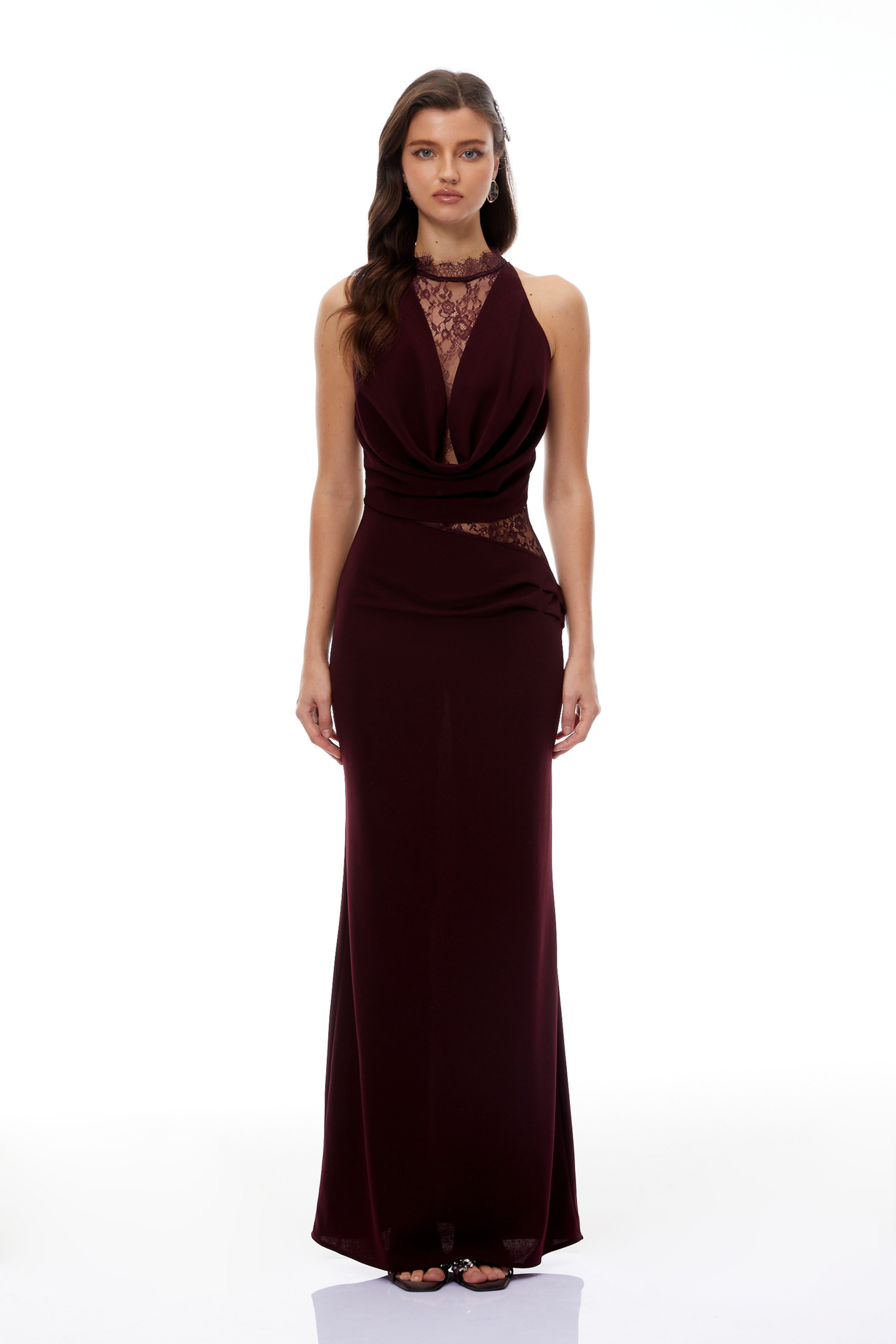 Burgundy Lace Maxi Dress