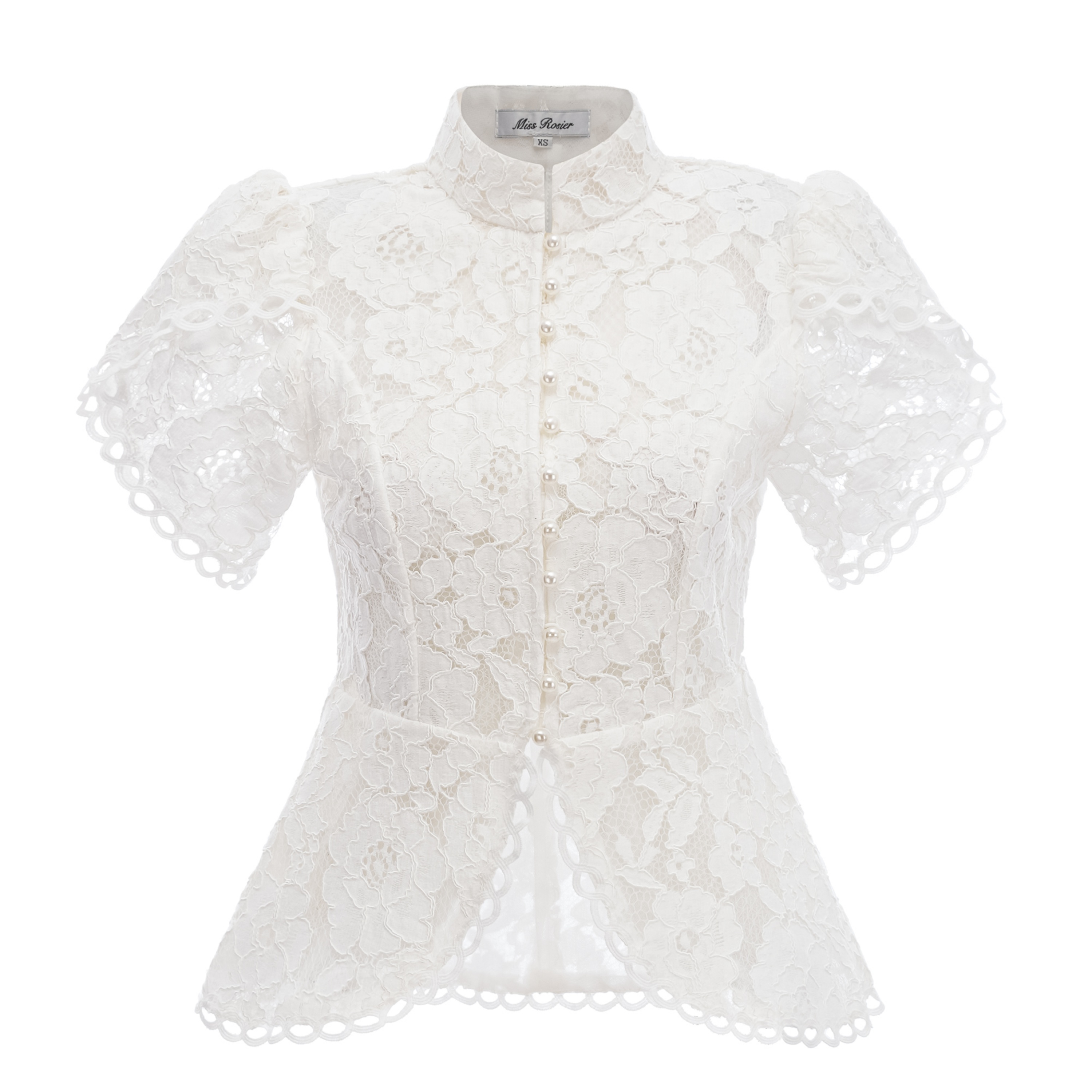 Adèle White Short Sleeve Floral Blouse & Mermaid Skirt Set