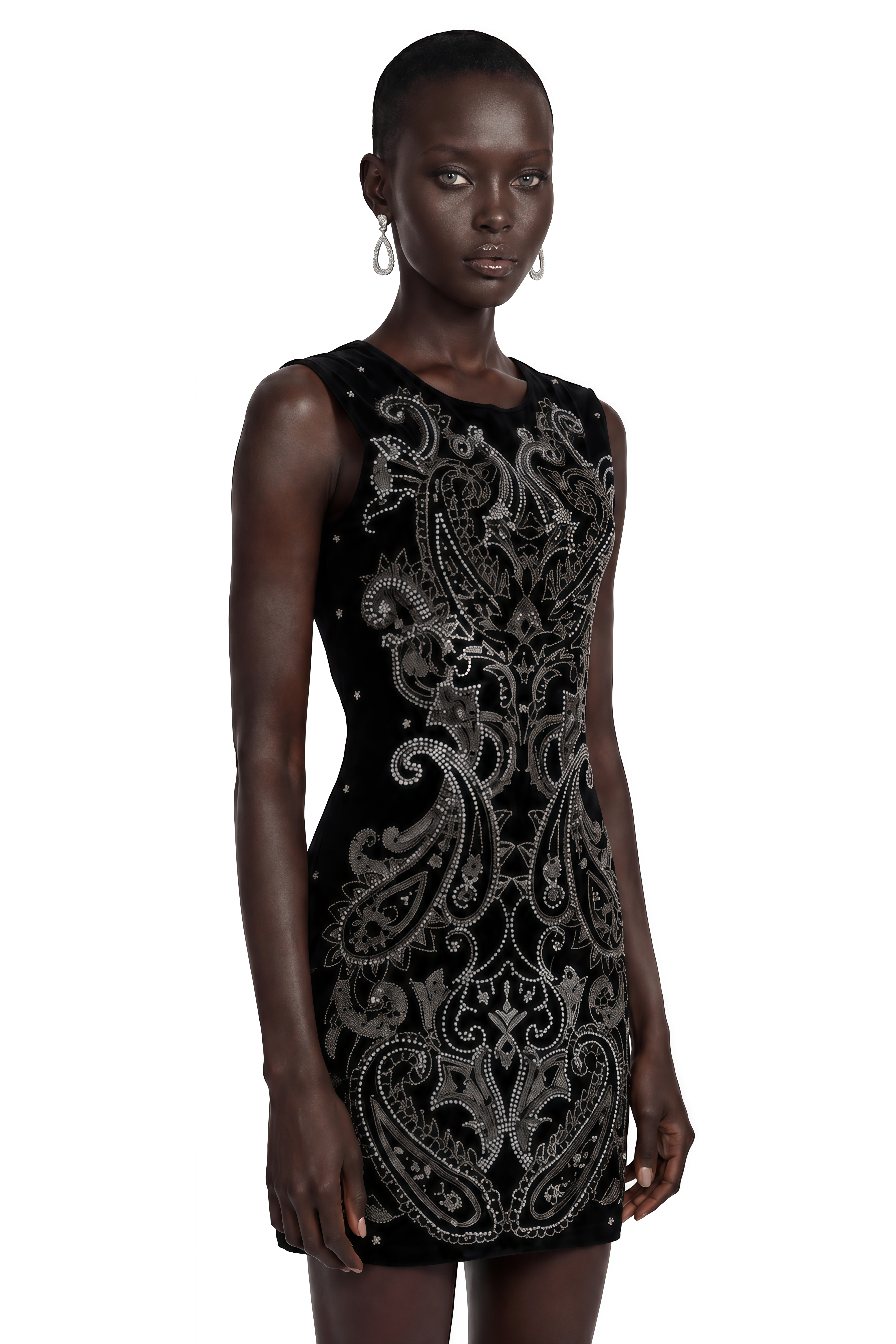 Adelaide Black Embellished Mini Dress