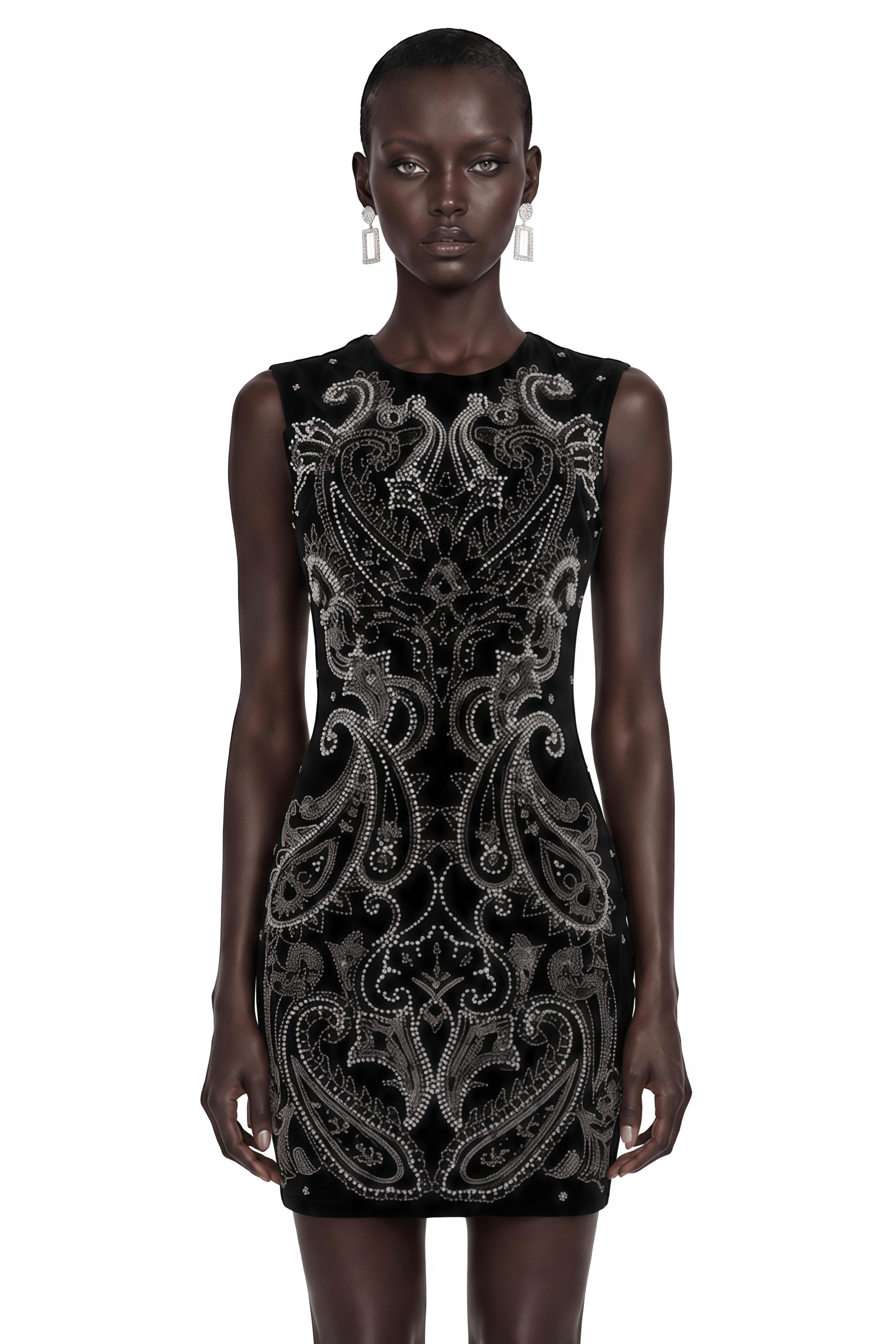 Adelaide Black Embellished Mini Dress