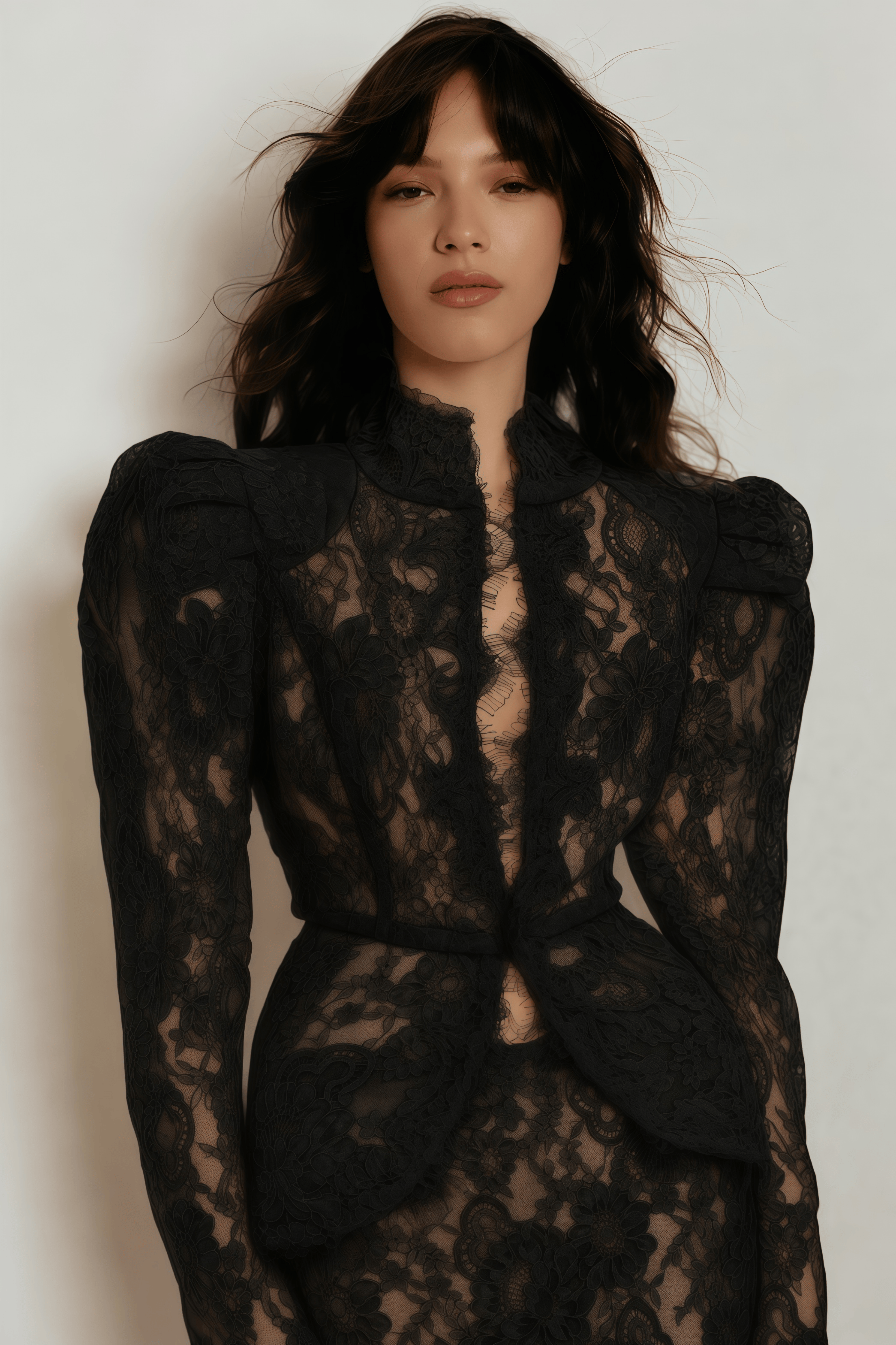 Adele Black Puff Floral Blouse & Mermaid Skirt Set