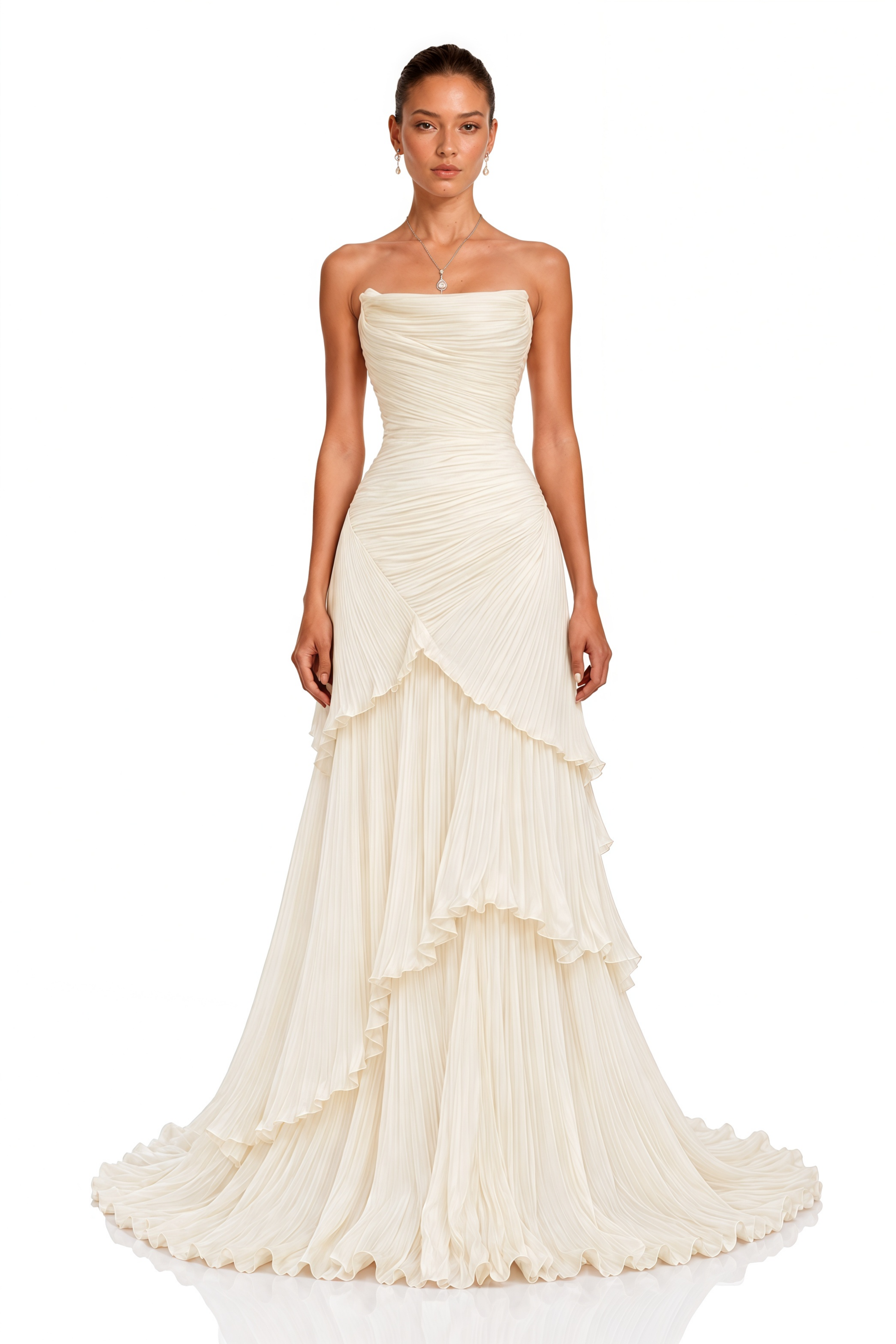 Adeline White Halterneck Tiered Ruffle Maxi Dress