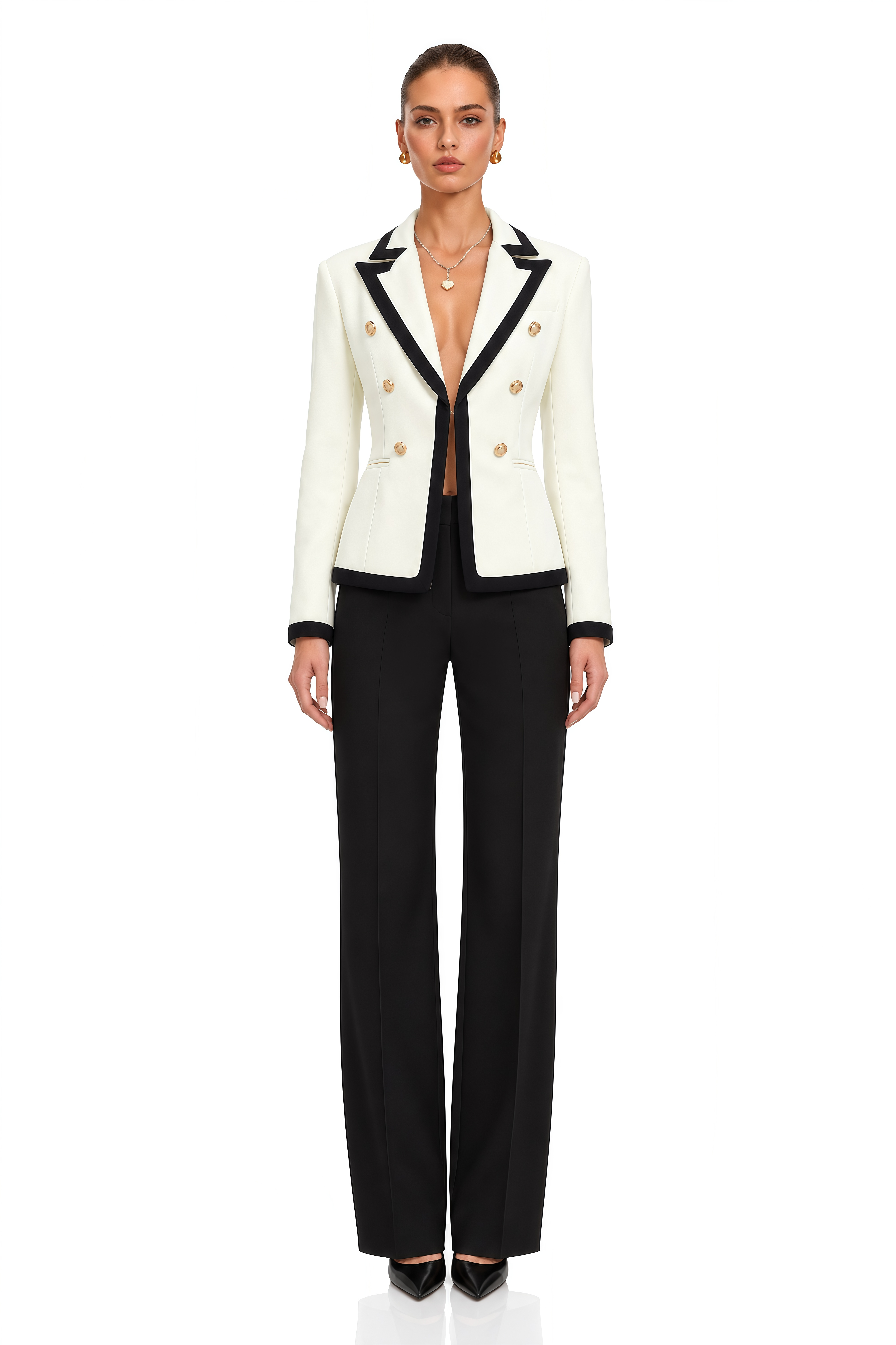 Adrianna White Color Block Blazer