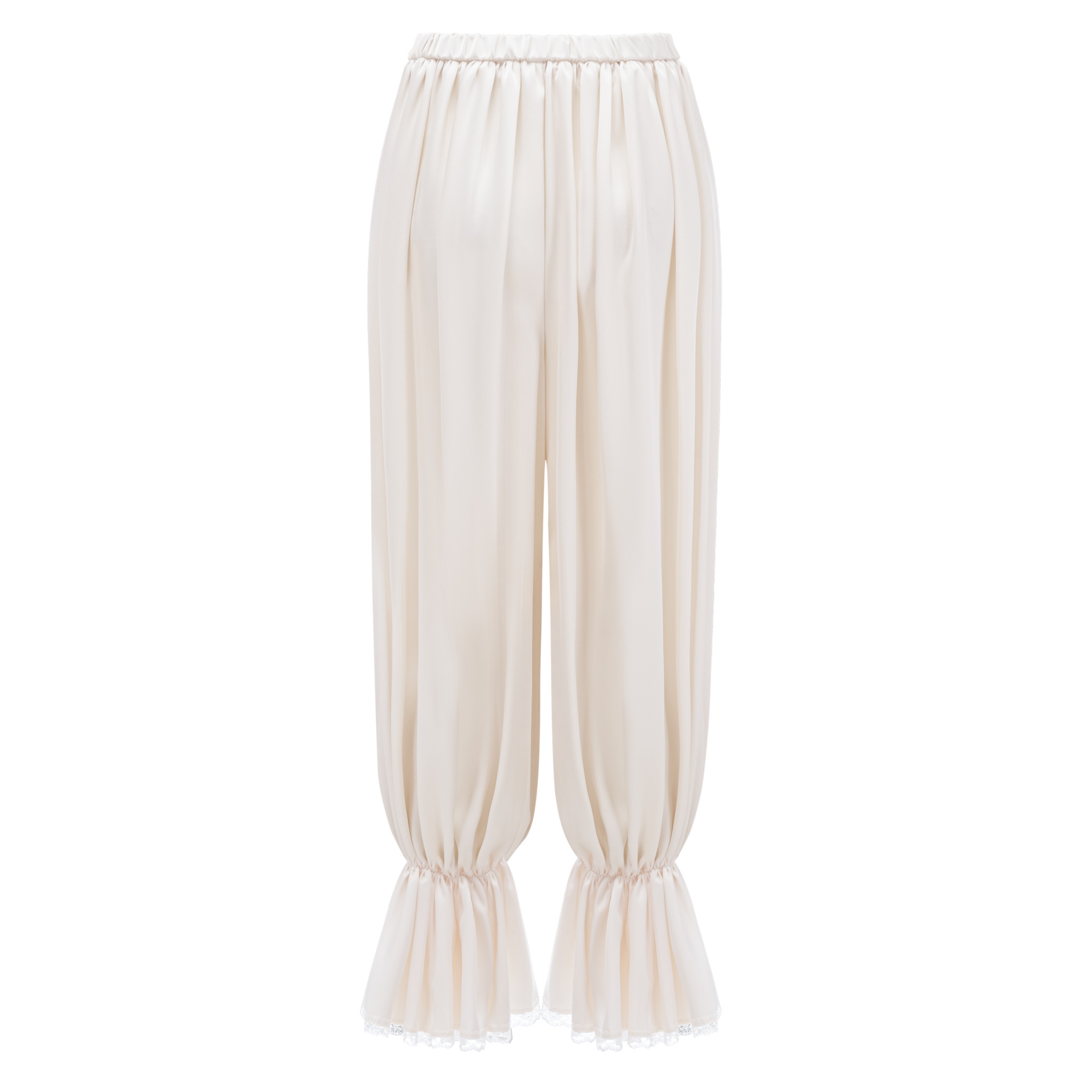 Aleah White Lace Ruffle Blouse & Balloon Trousers Set