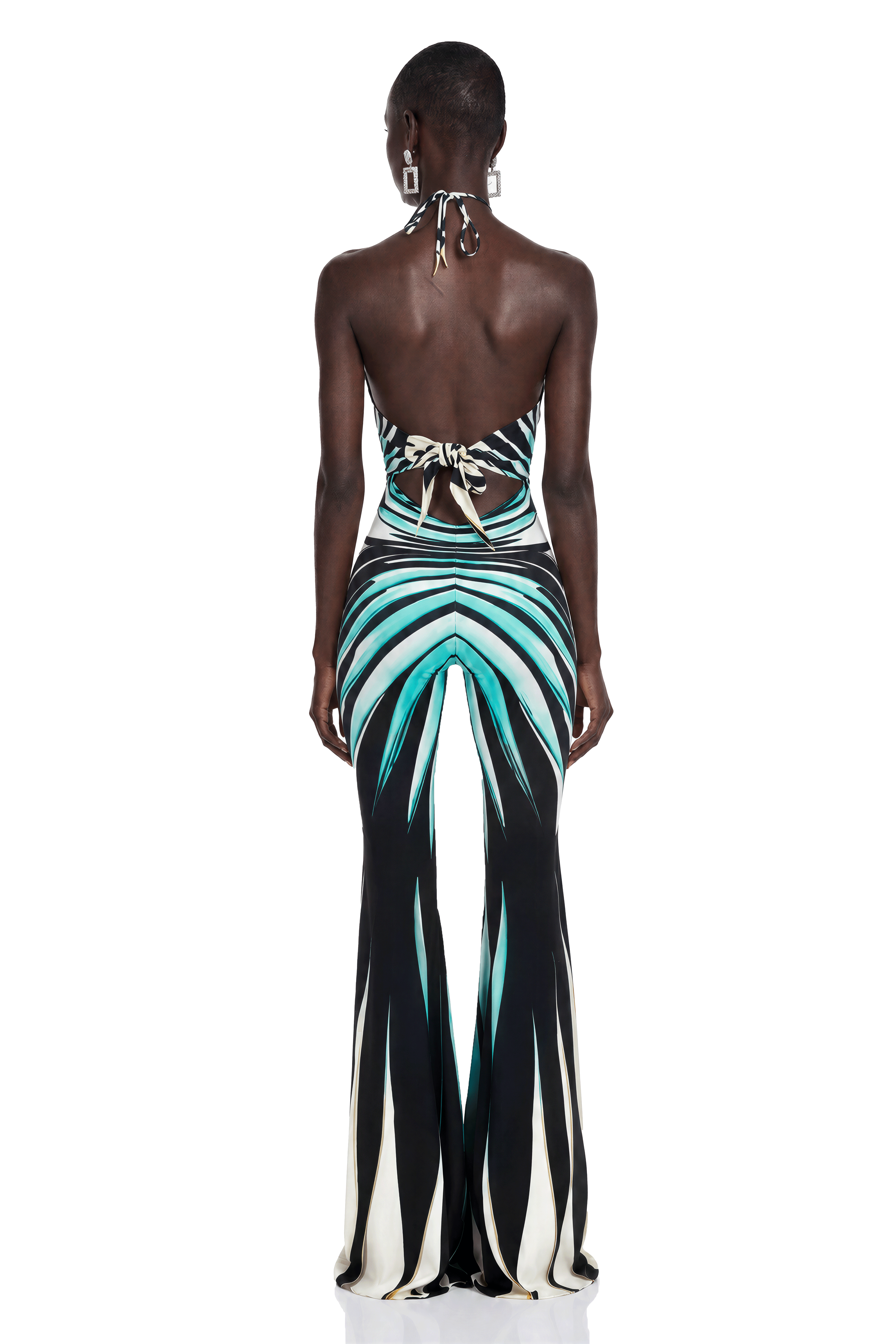 Alena Green Abstract Print Halterneck Jumpsuit