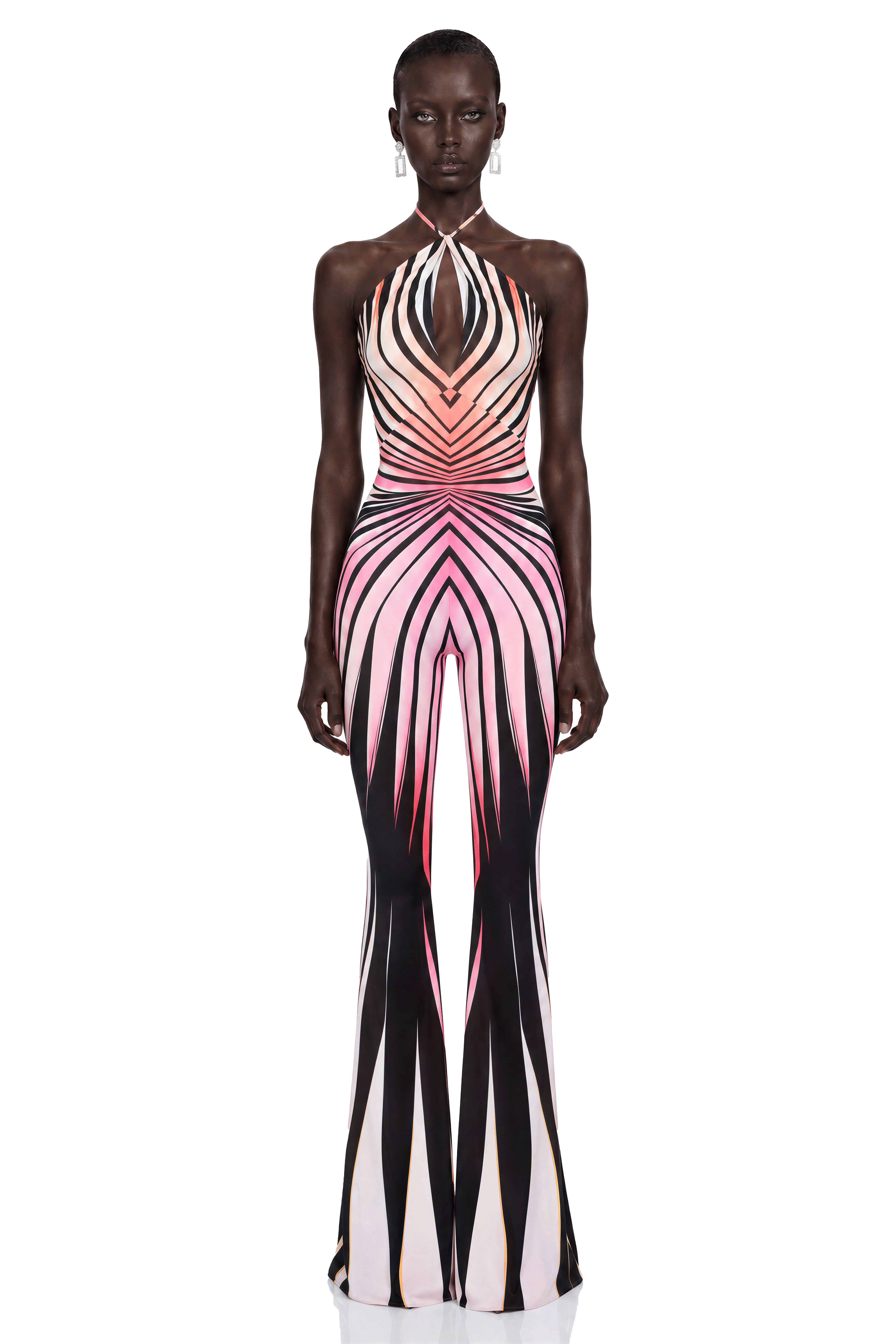 Alena Pink Abstract Print Halterneck Jumpsuit
