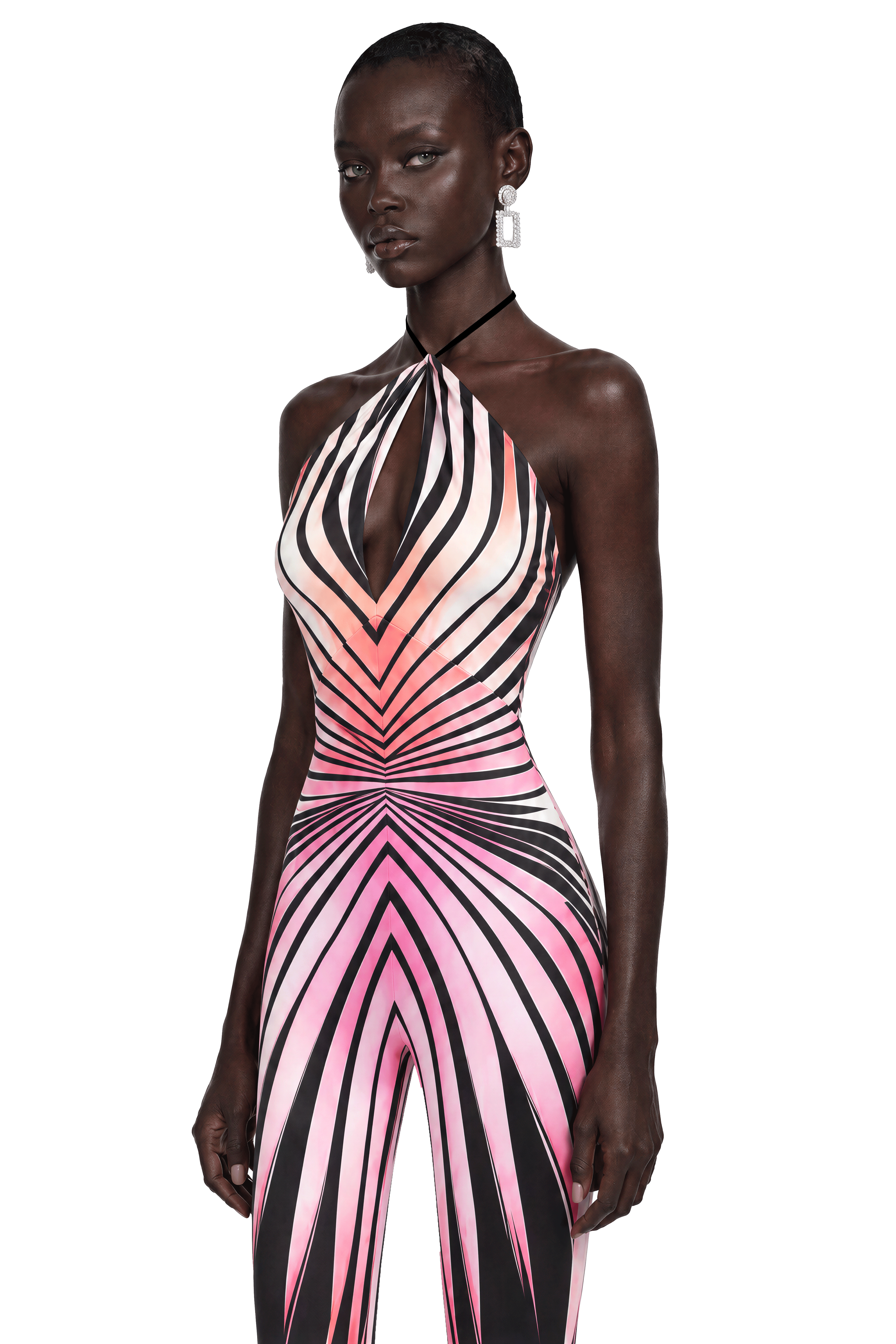 Alena Pink Abstract Print Halterneck Jumpsuit