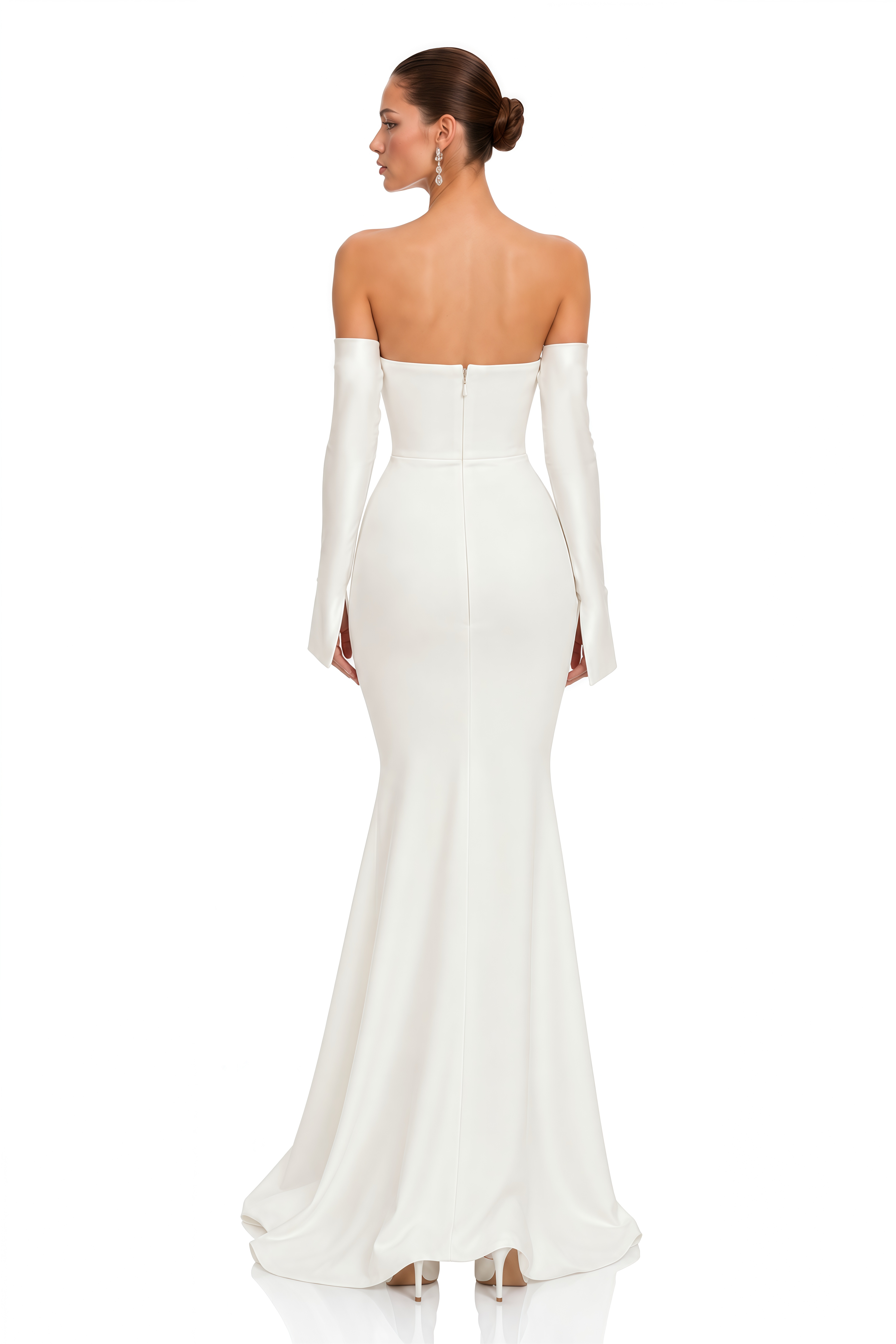 Alessandra White Off Shoulder Draped Mermaid Maxi Dress