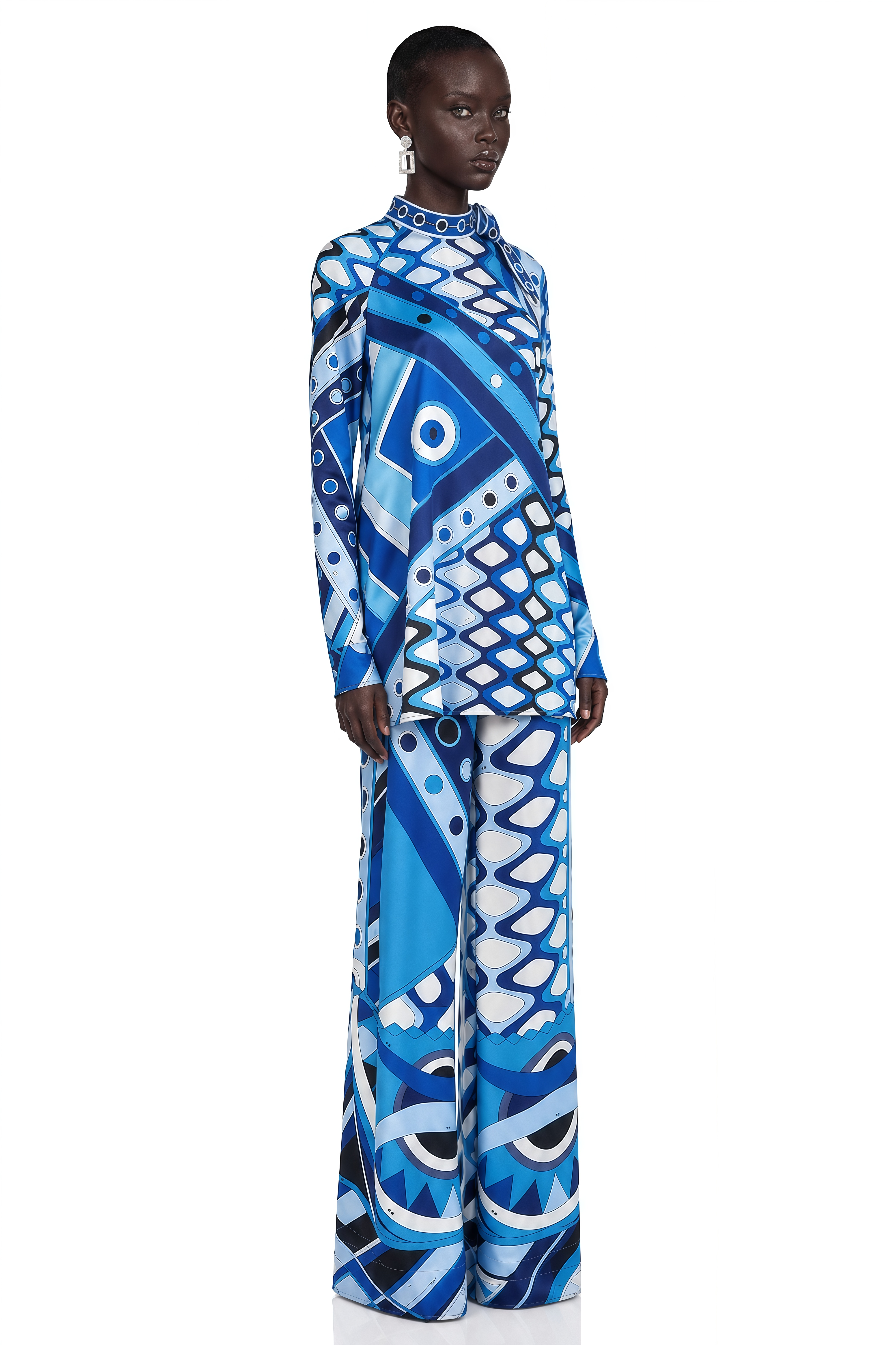 Alina Blue Abstract Printed Shirt & Trousers Set