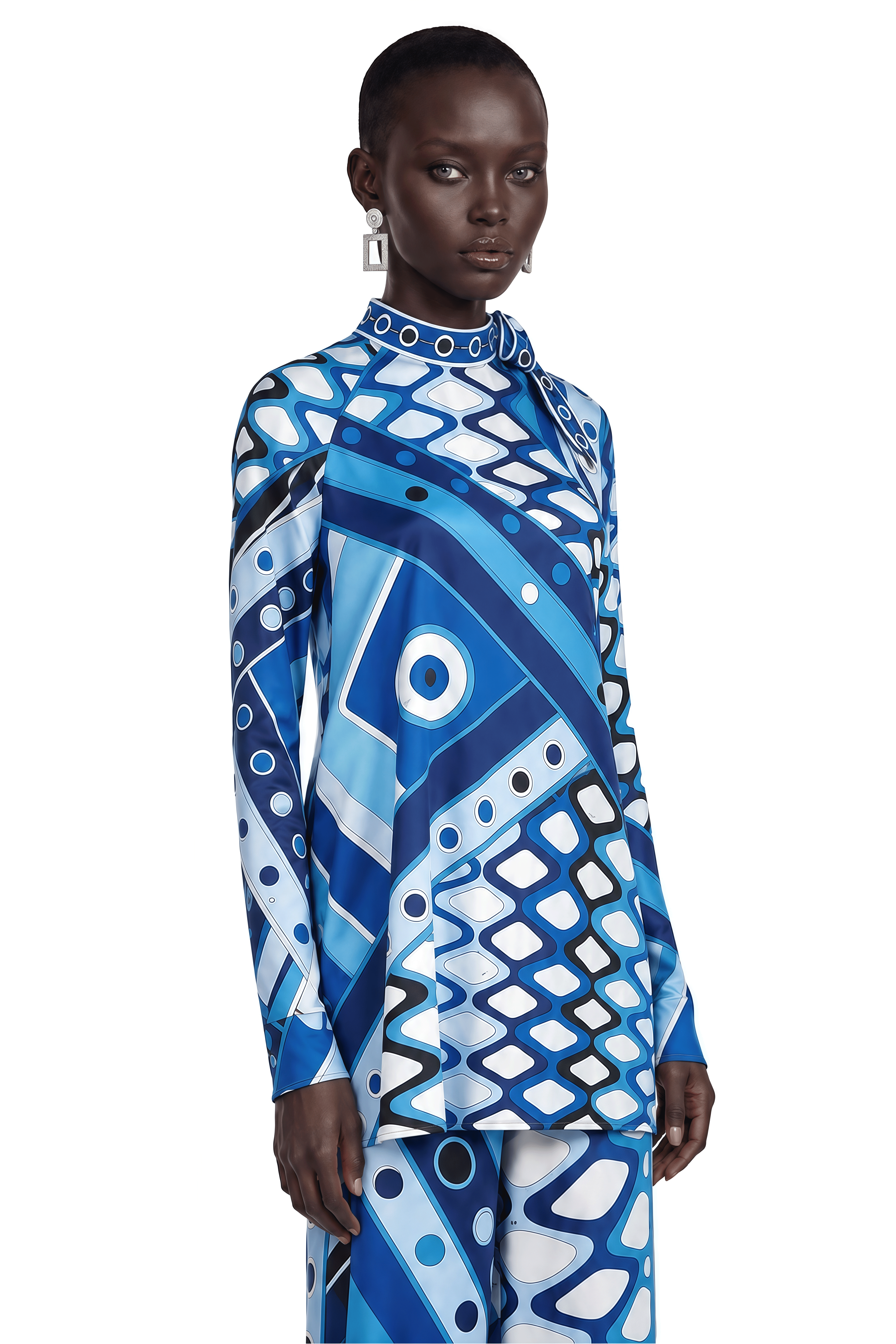 Alina Blue Abstract Printed Shirt & Trousers Set